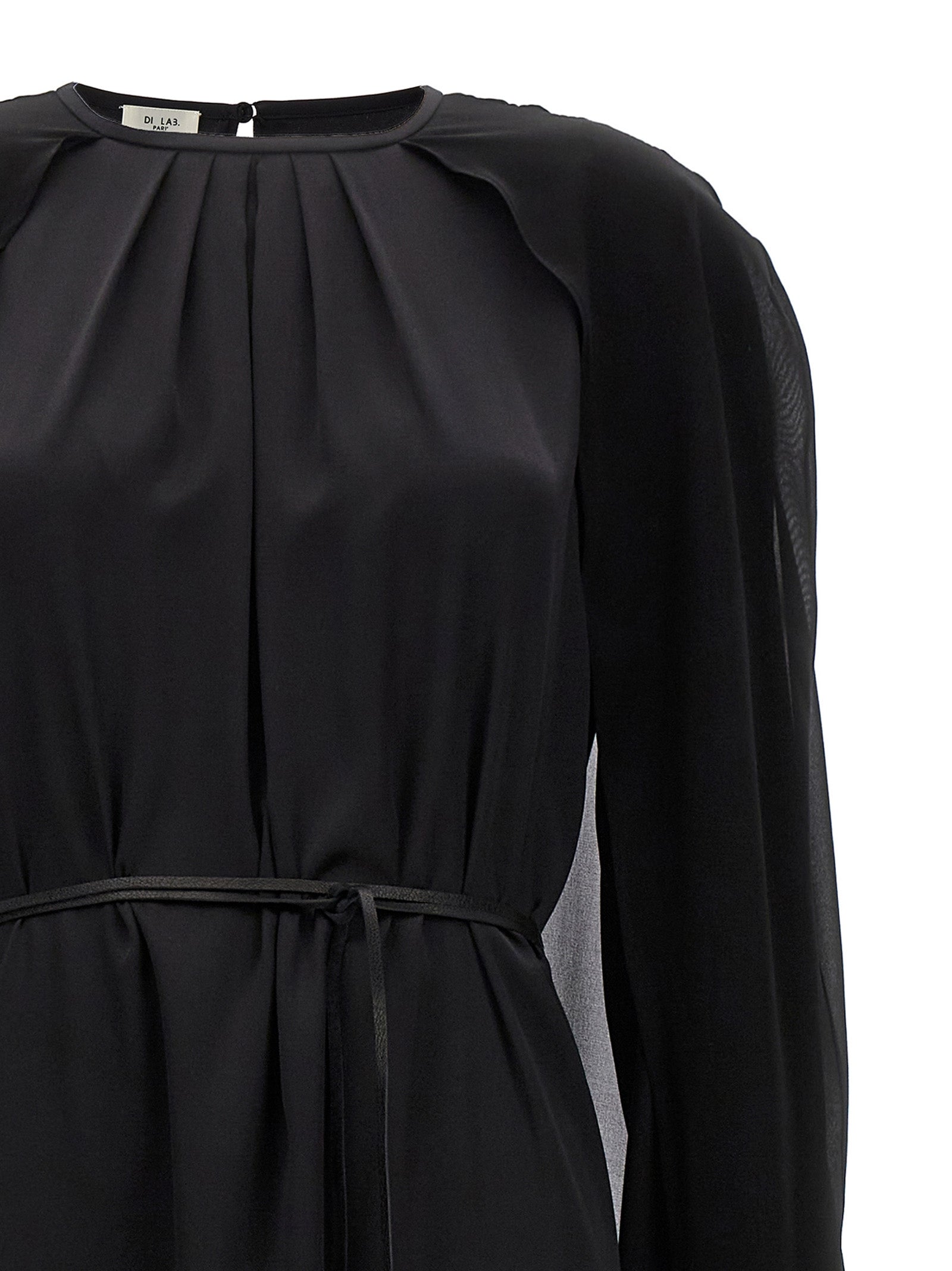 DI.LA3 PARI' Black Silk Long Women's Dress