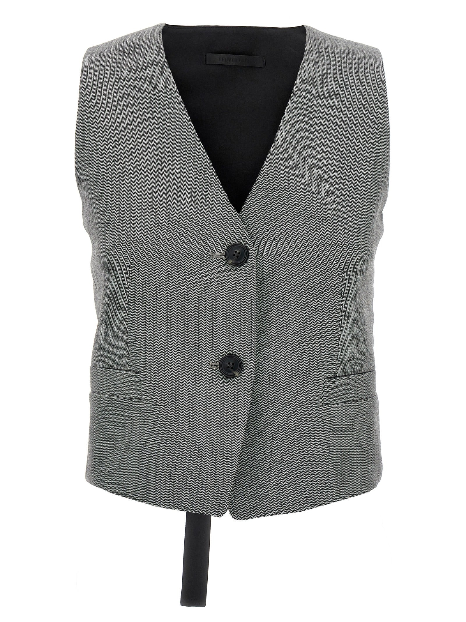 Helmut Lang Bicolor Wool Sleeveless Women's Jacket