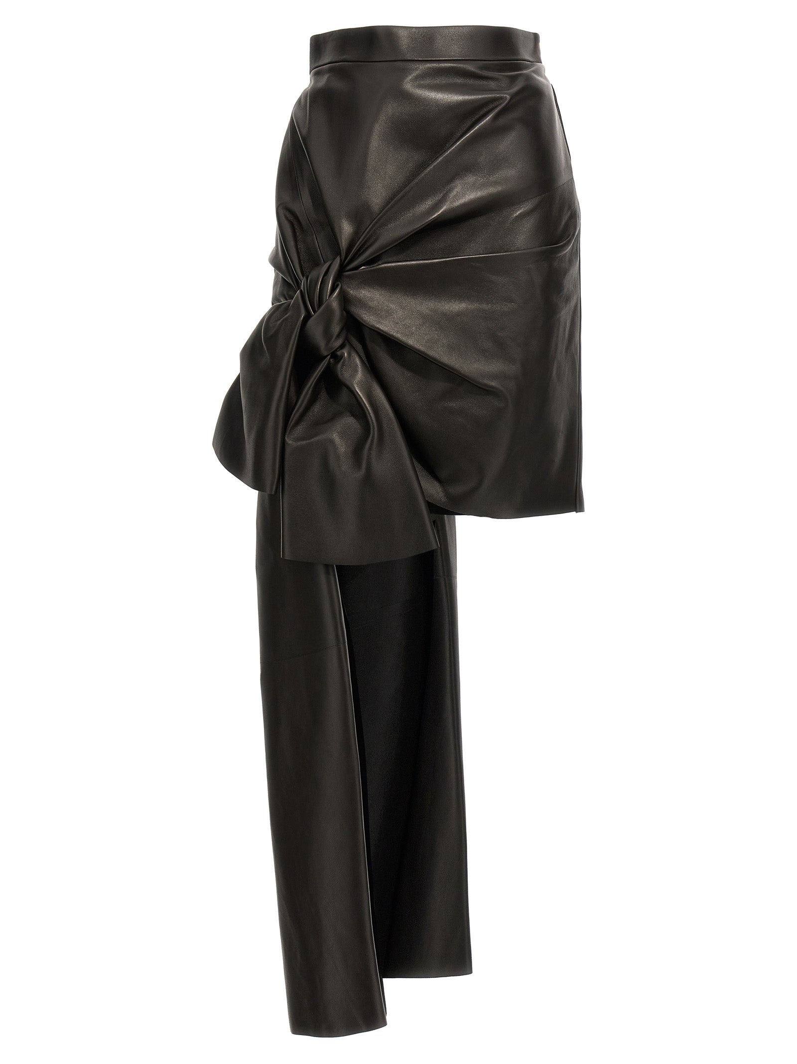Alexander McQueen Black Lamb Leather Long Women's Skirt