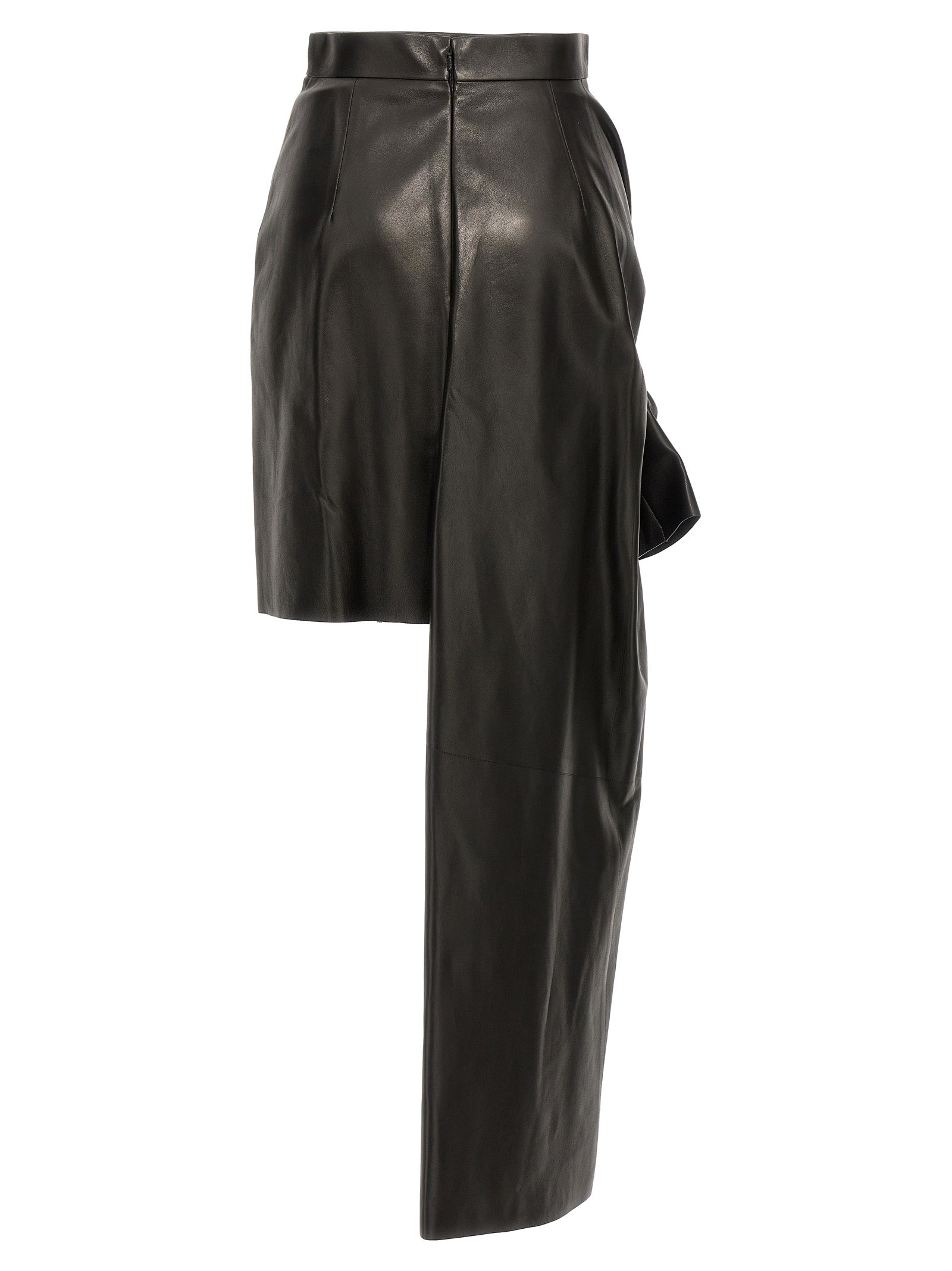 Alexander McQueen Black Lamb Leather Long Women's Skirt