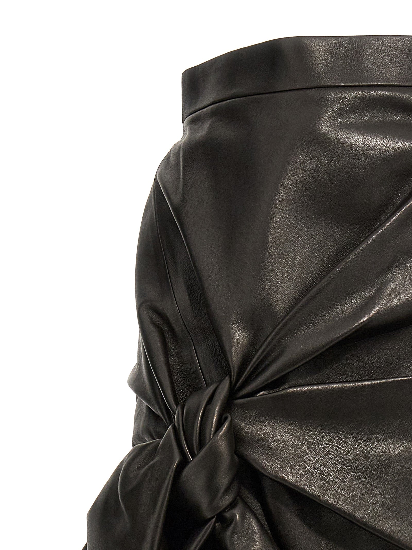 Alexander McQueen Black Lamb Leather Long Women's Skirt