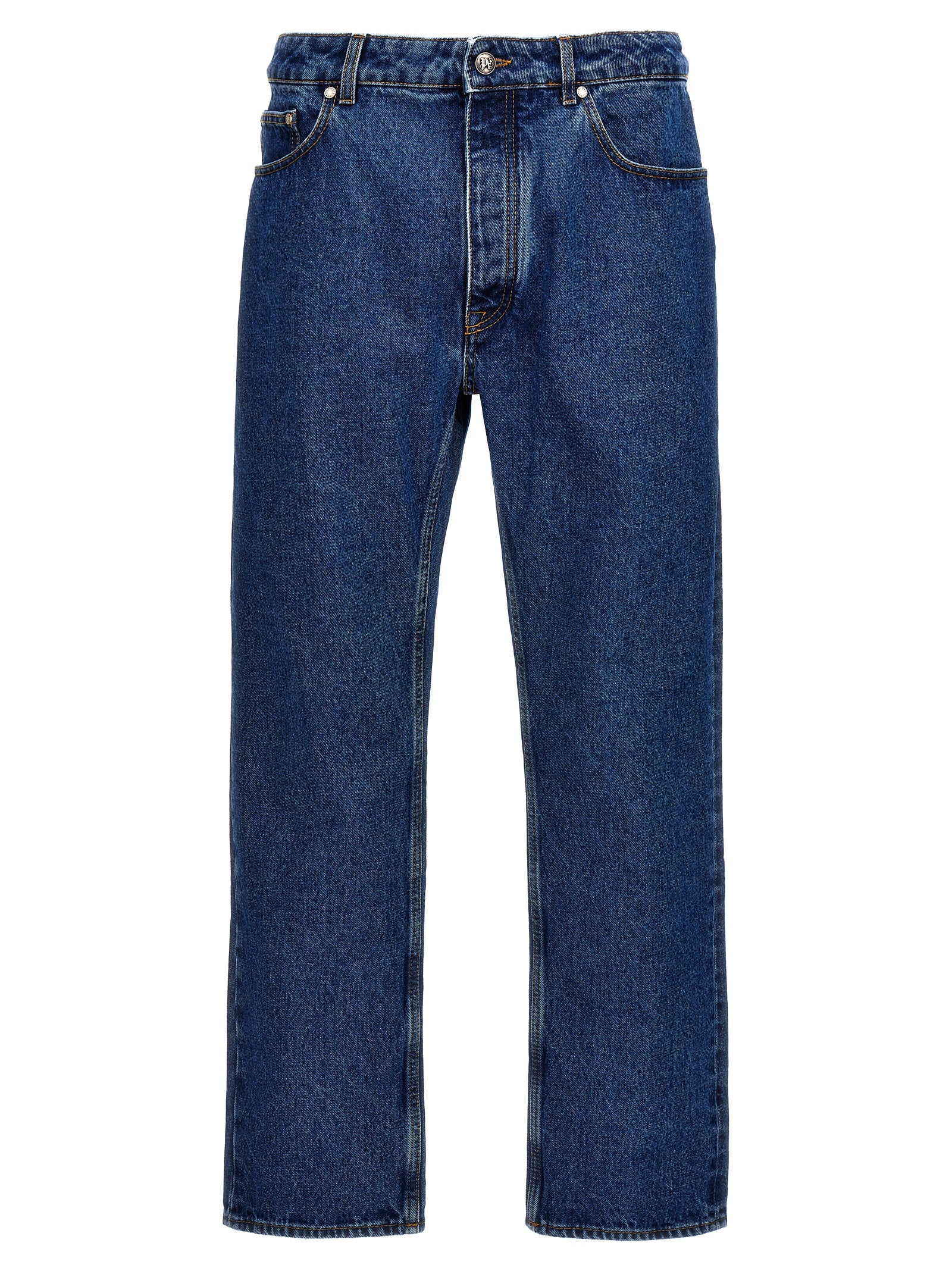 Palm Angels Blue Cotton Straight-Leg Men's Jeans