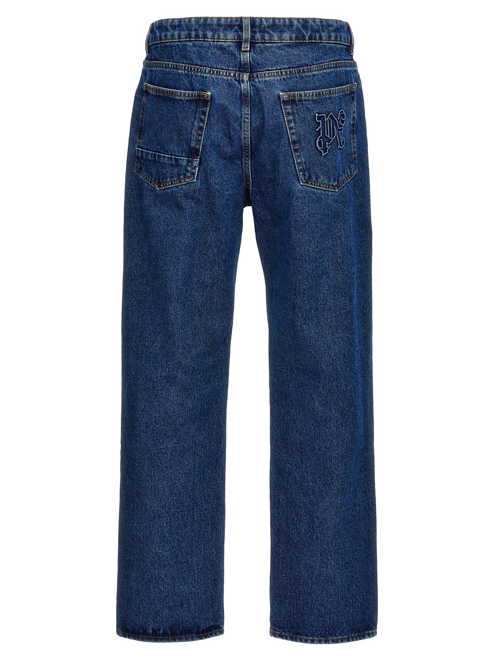 Palm Angels Blue Cotton Straight-Leg Men's Jeans