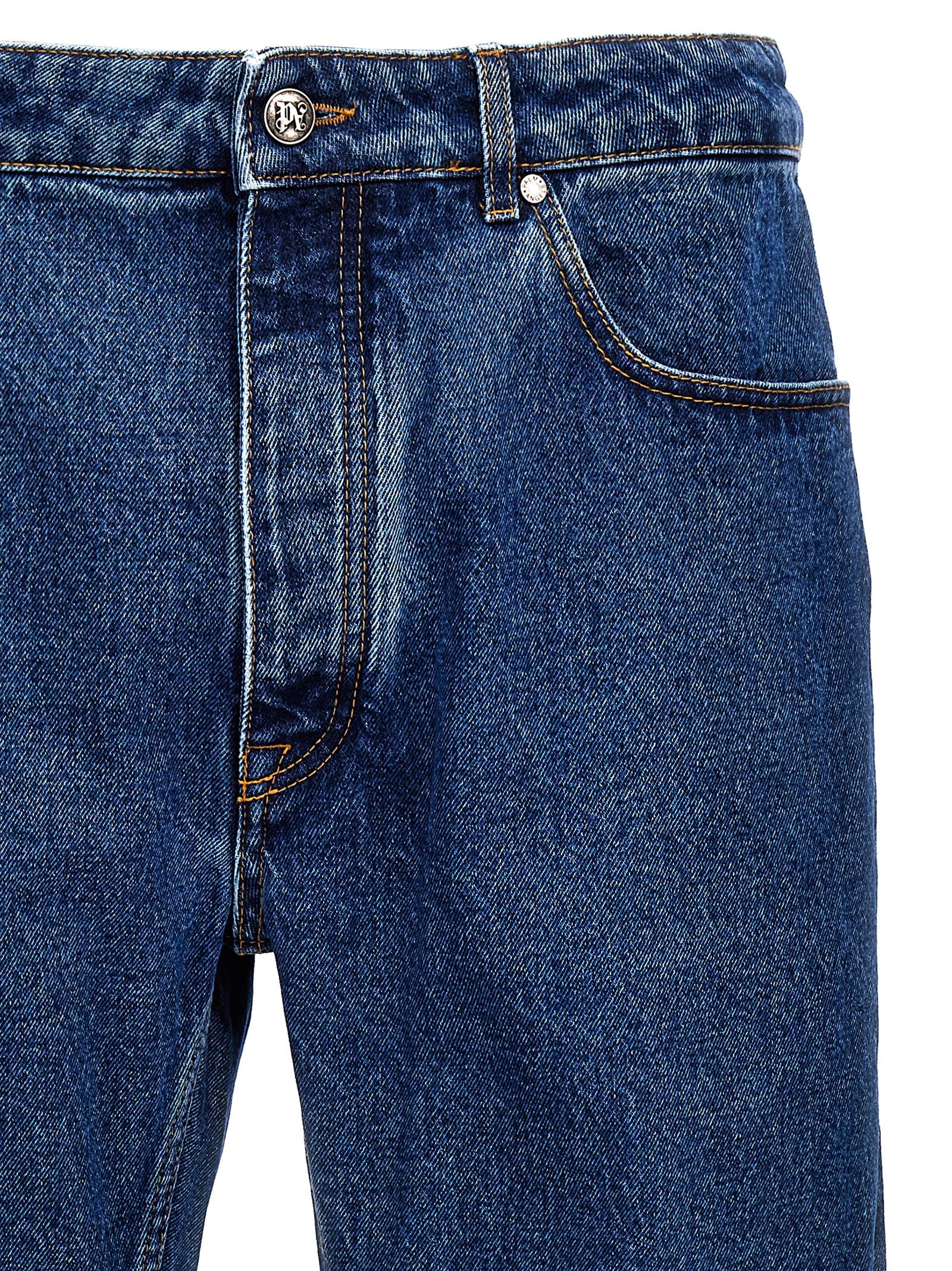 Palm Angels Blue Cotton Straight-Leg Men's Jeans