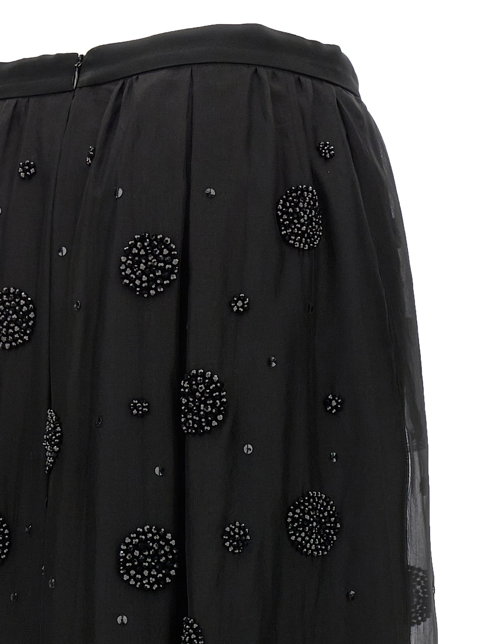 Max Mara Black Silk Midi Women's Skirt