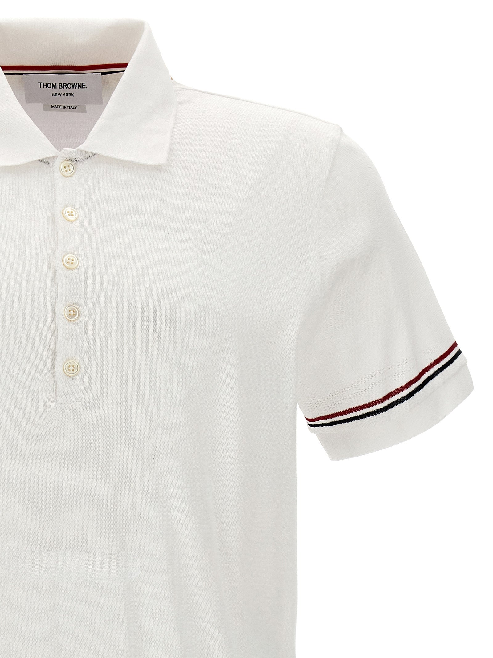 Thom Browne White Cotton Polo Men's Shirt