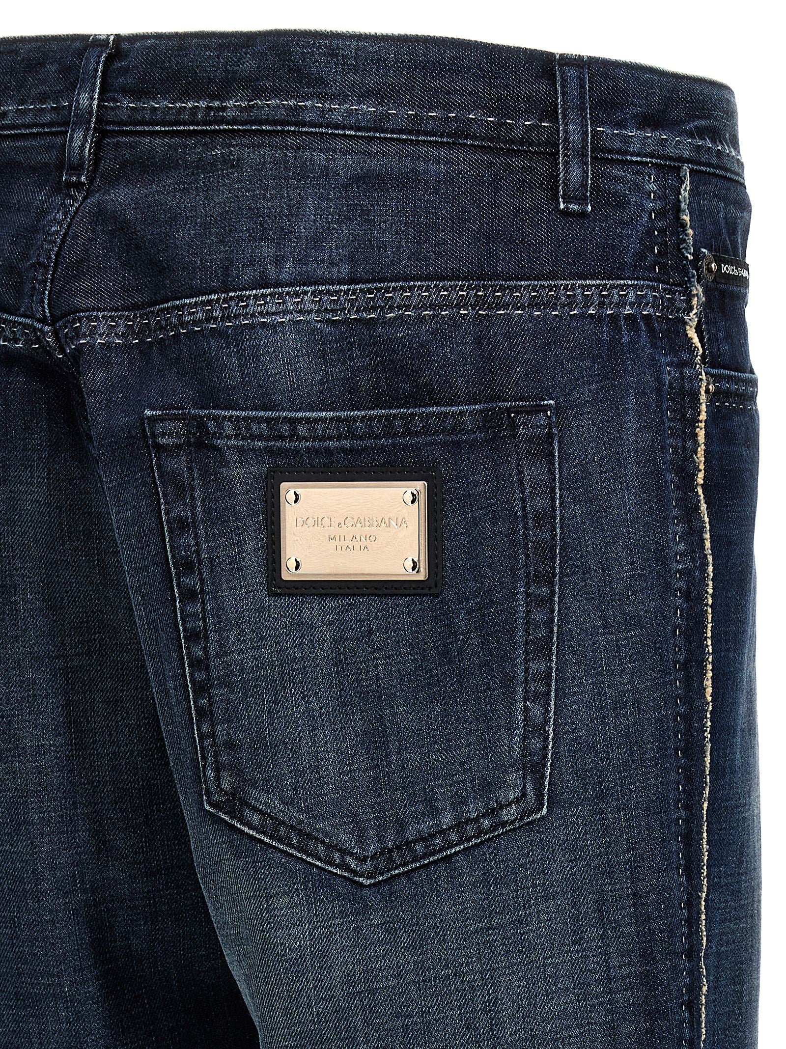 Dolce & Gabbana Blue Cotton Skinny Men's Jeans
