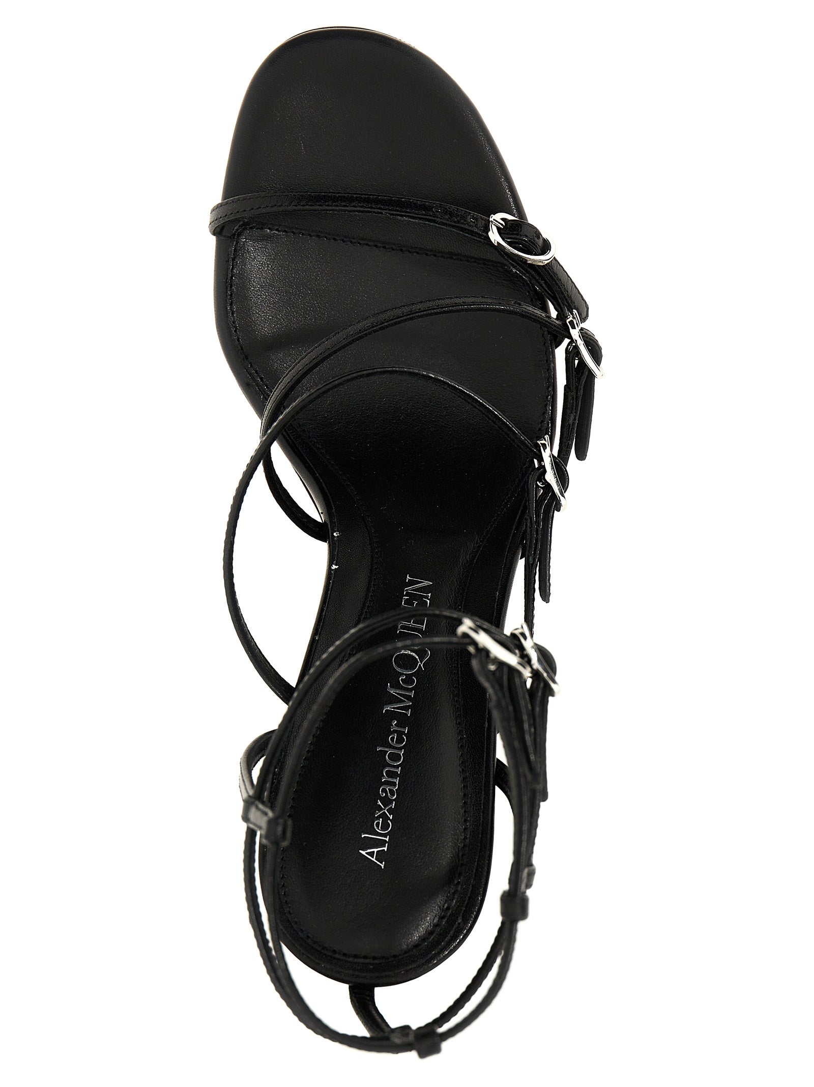 Alexander McQueen Black Lambskin Stiletto Heel Women's Sandals
