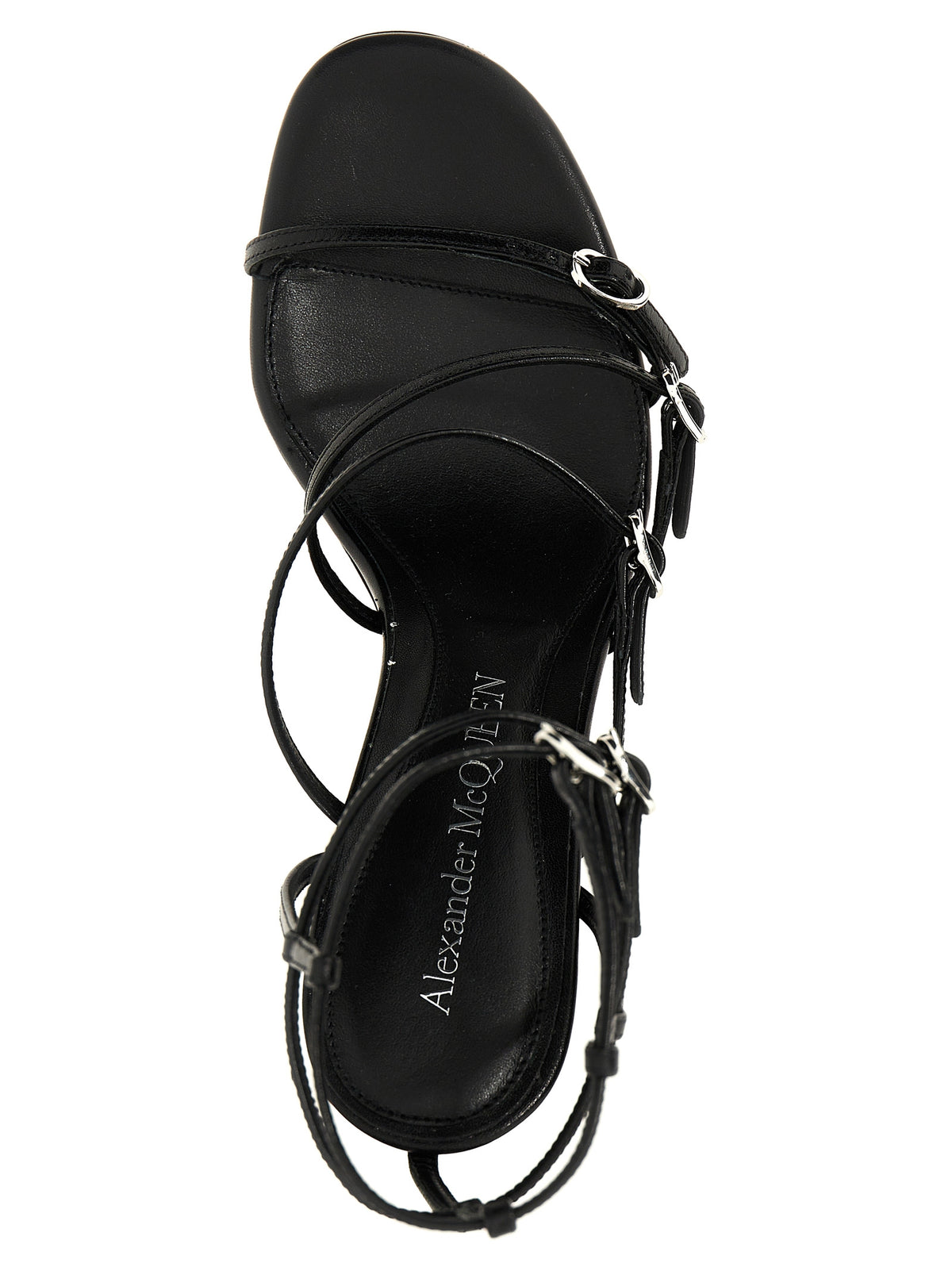 Alexander McQueen Black Lambskin Stiletto Heel Women's Sandals