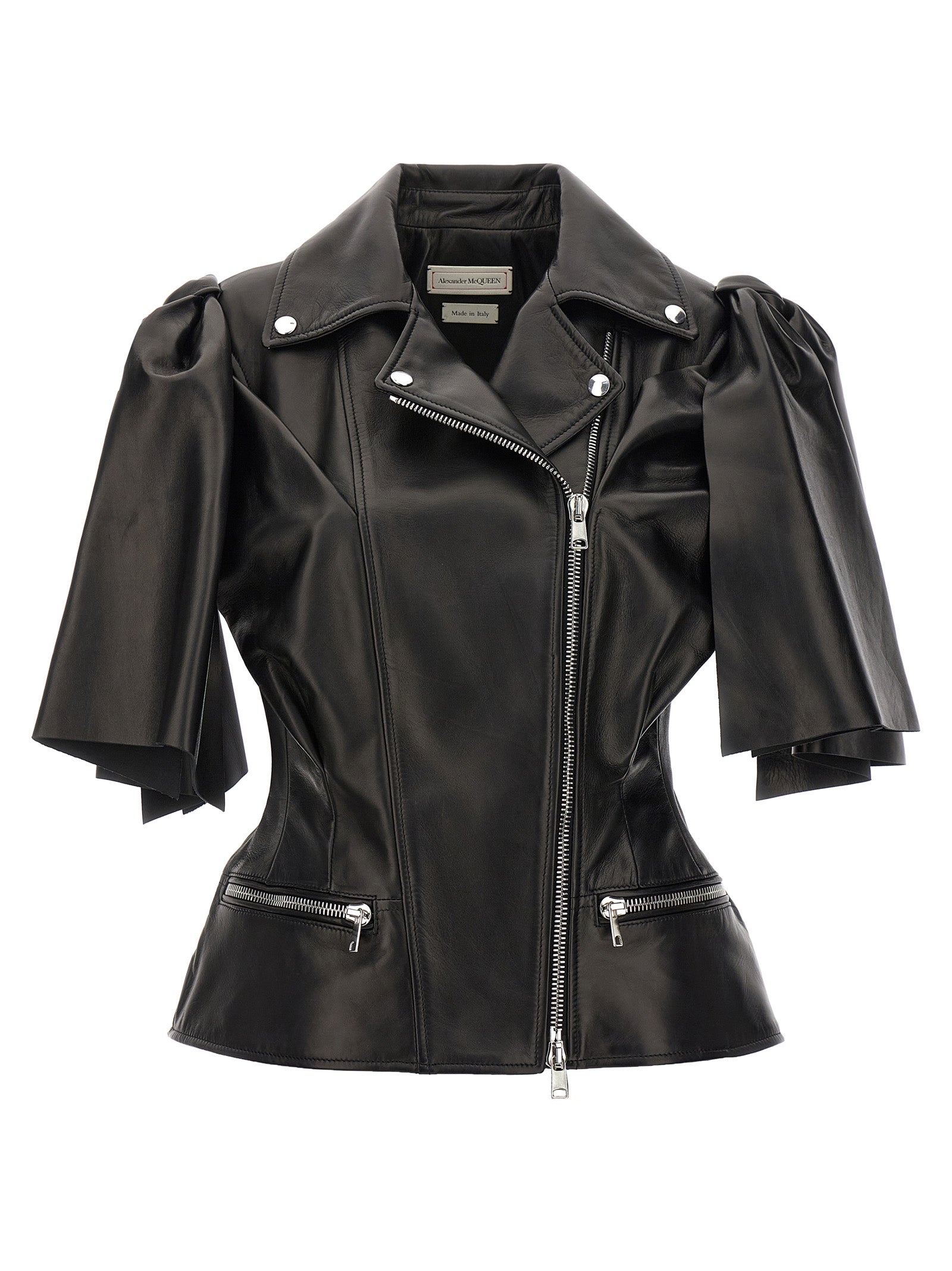 Alexander McQueen Black Lamb Leather Sleeveless Women's Jacket