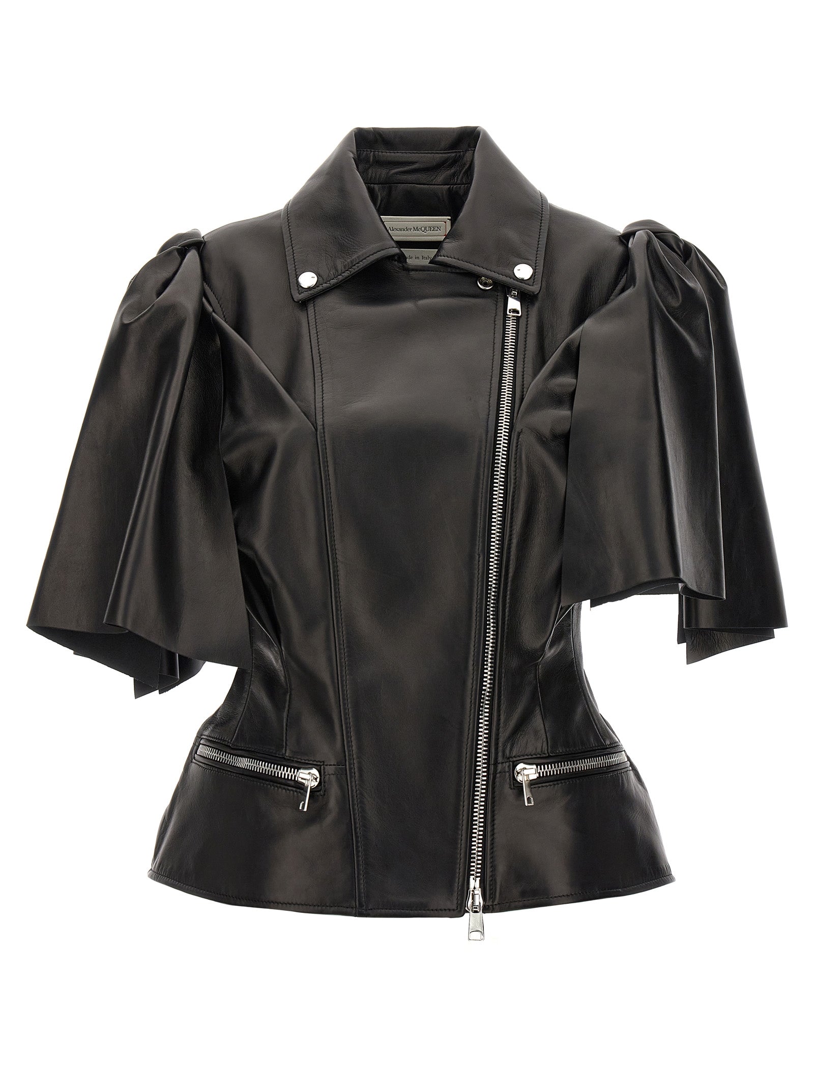 Alexander McQueen Black Lamb Leather Sleeveless Women's Jacket