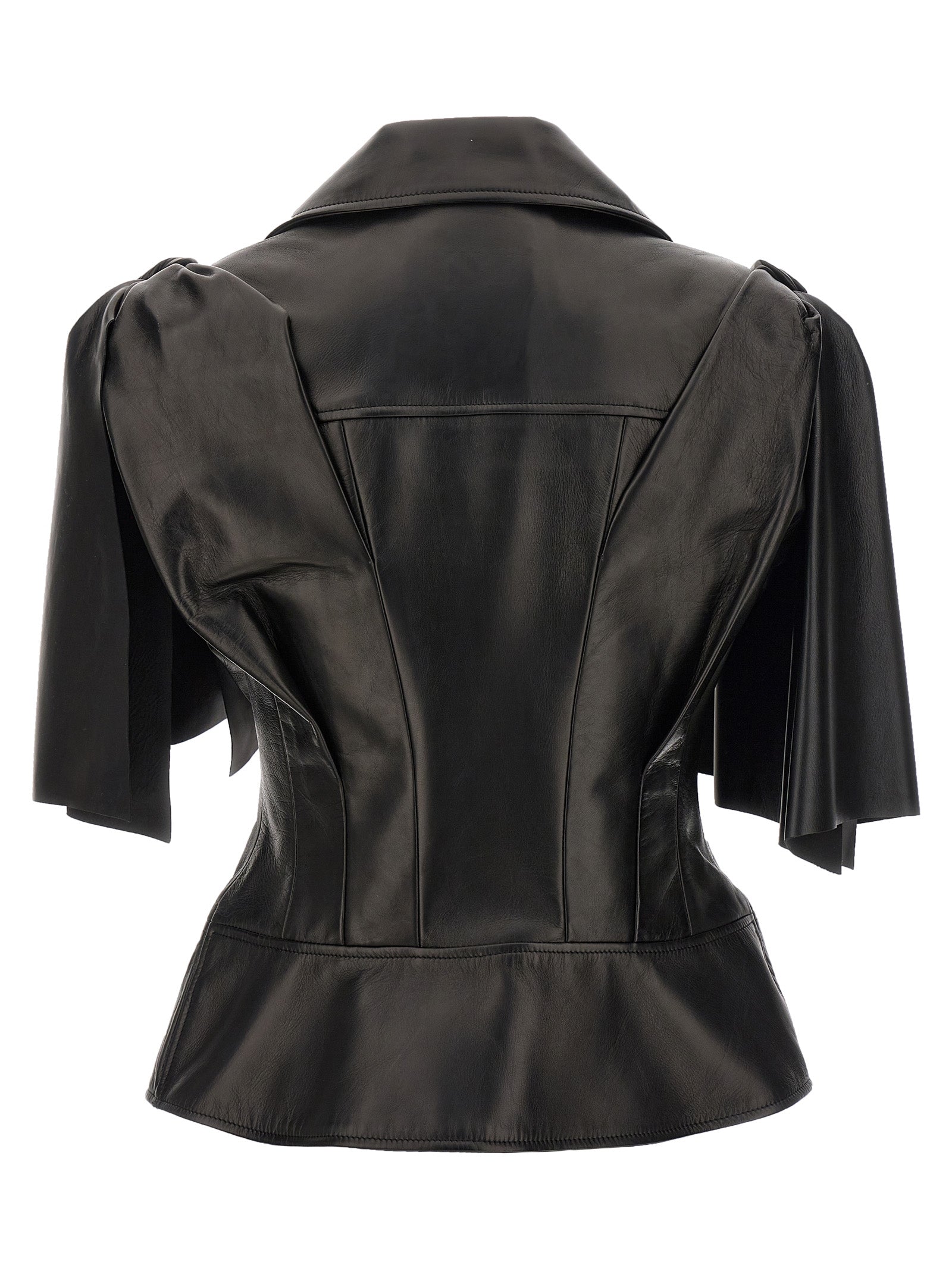 Alexander McQueen Black Lamb Leather Sleeveless Women's Jacket