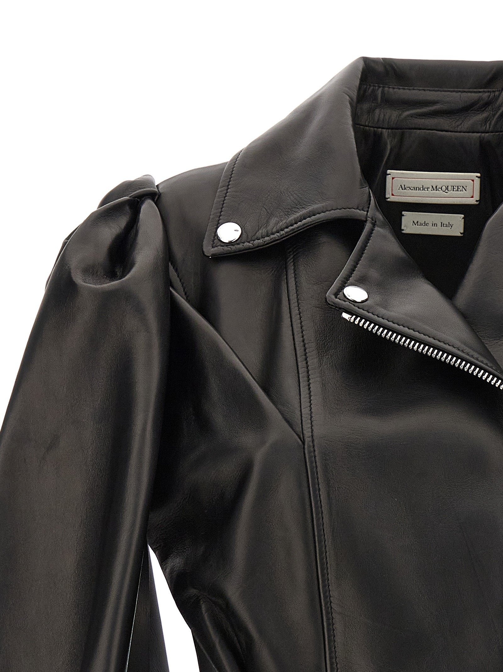 Alexander McQueen Black Lamb Leather Sleeveless Women's Jacket