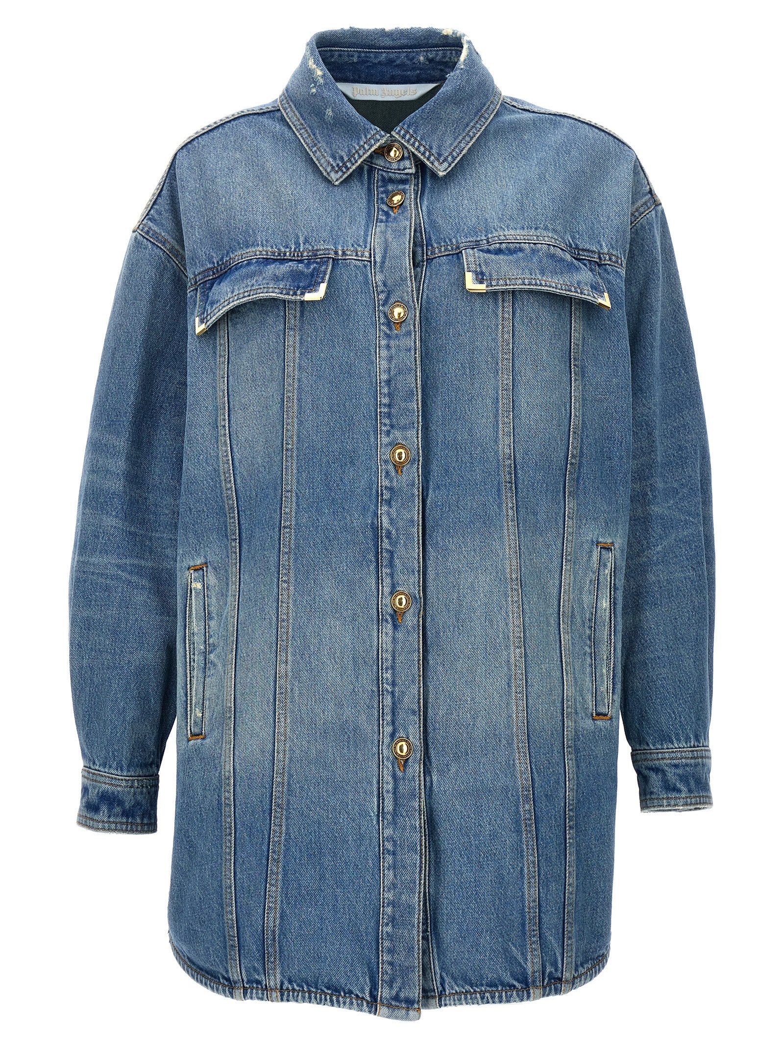 Palm Angels Blue Cotton Denim Women's Jacket