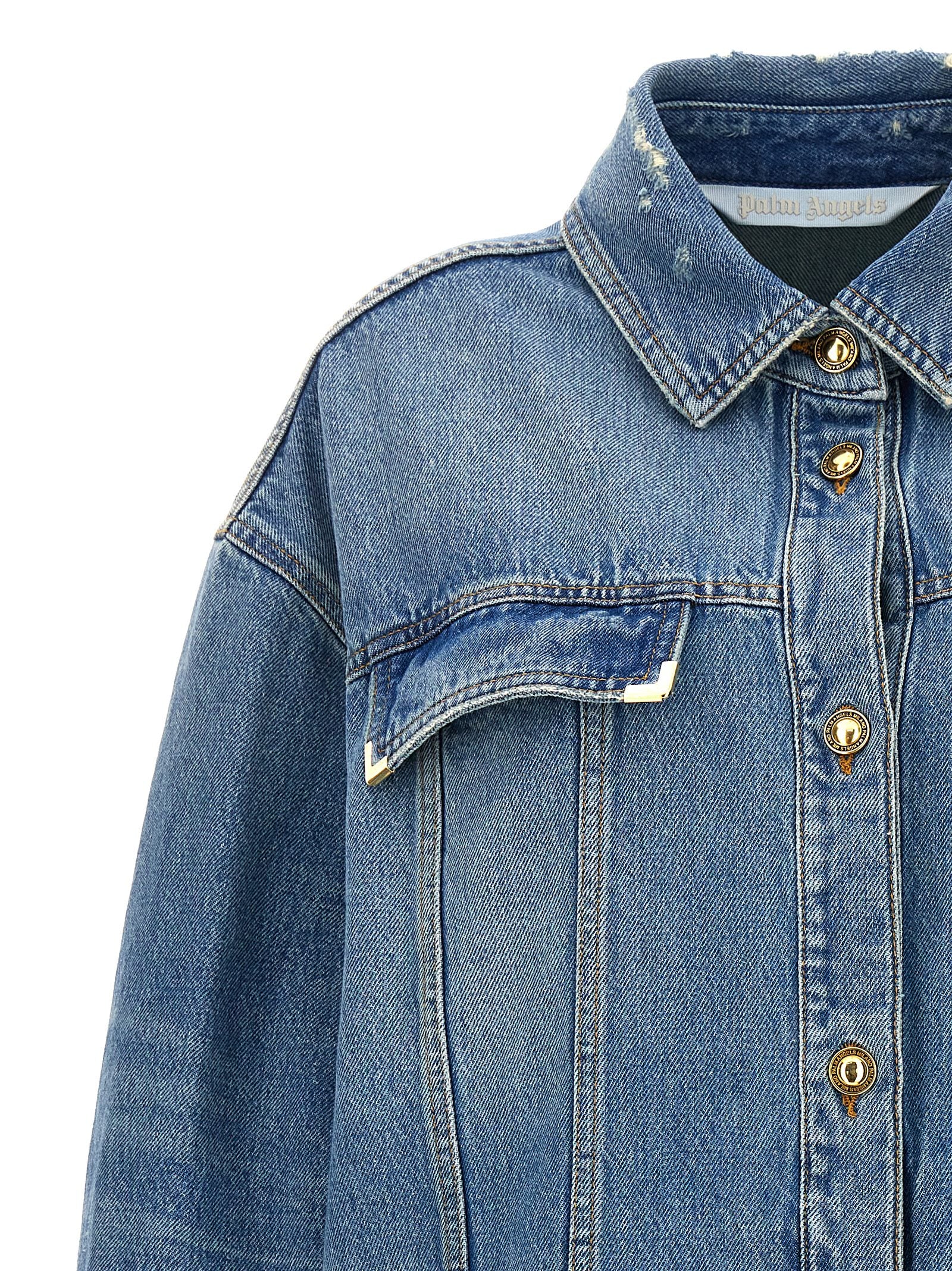 Palm Angels Blue Cotton Denim Women's Jacket