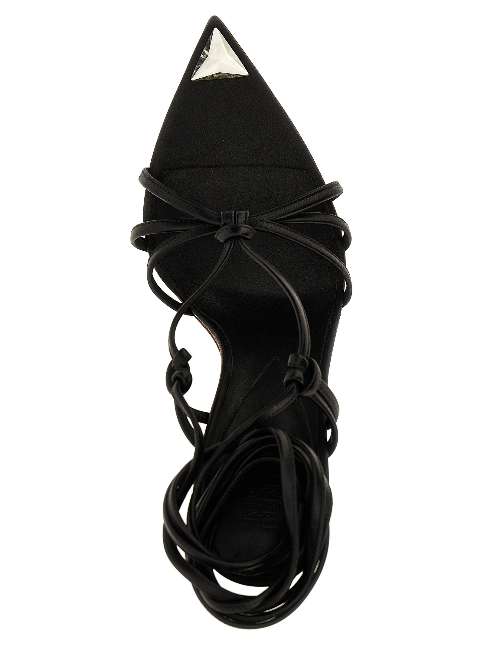 NICOLO' BERETTA Black Lamb Leather Stiletto Heel Women's Sandals