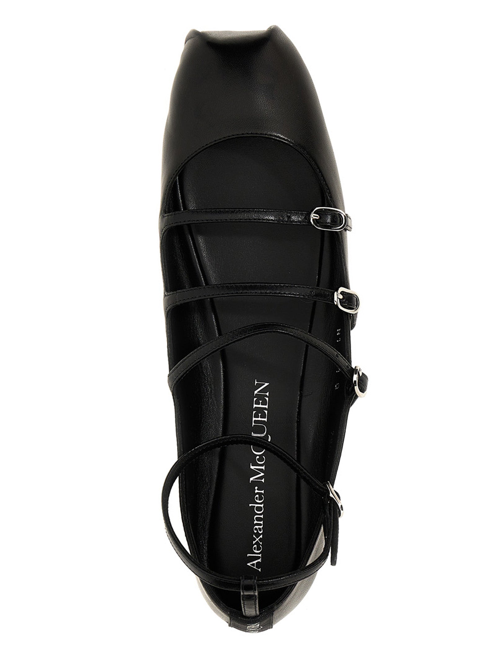 Alexander McQueen Black Calfskin Ballet Women's Flats