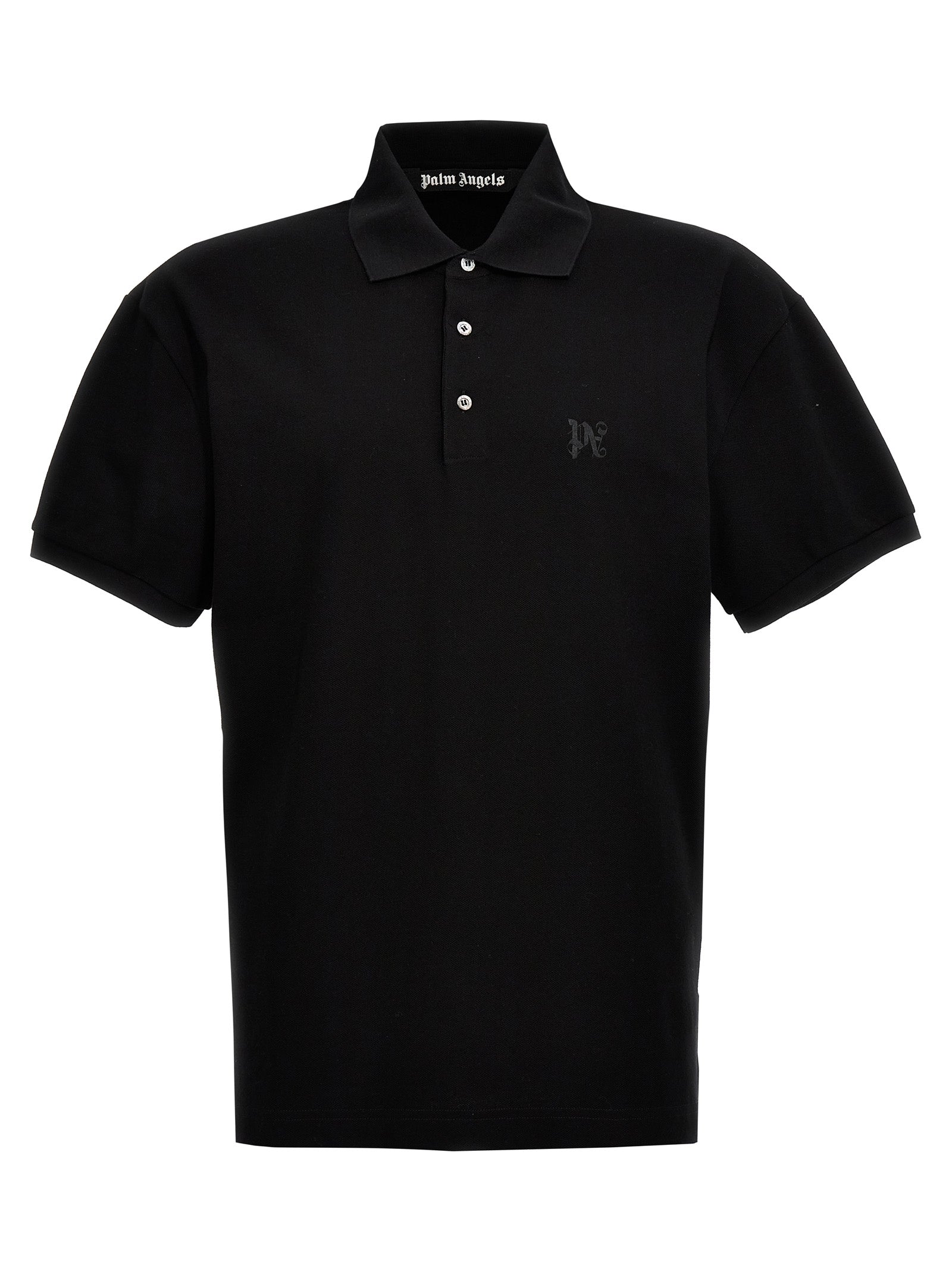 Palm Angels Black Polyester Polo Men's Shirt