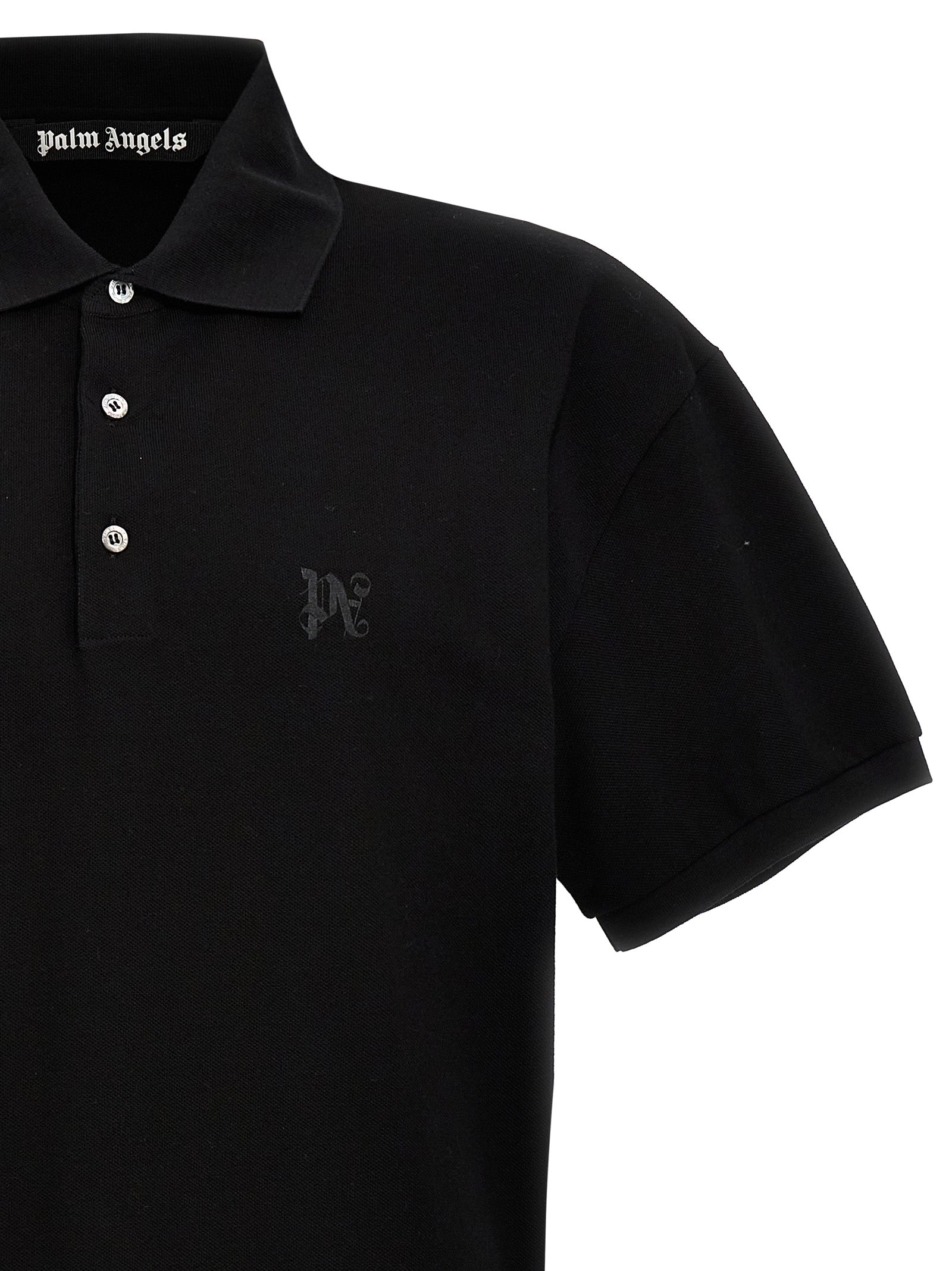 Palm Angels Black Polyester Polo Men's Shirt