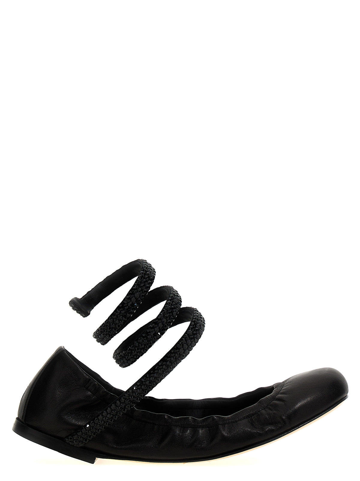 RENE CAOVILLA Black Lamb Leather Ballet Women's Flats