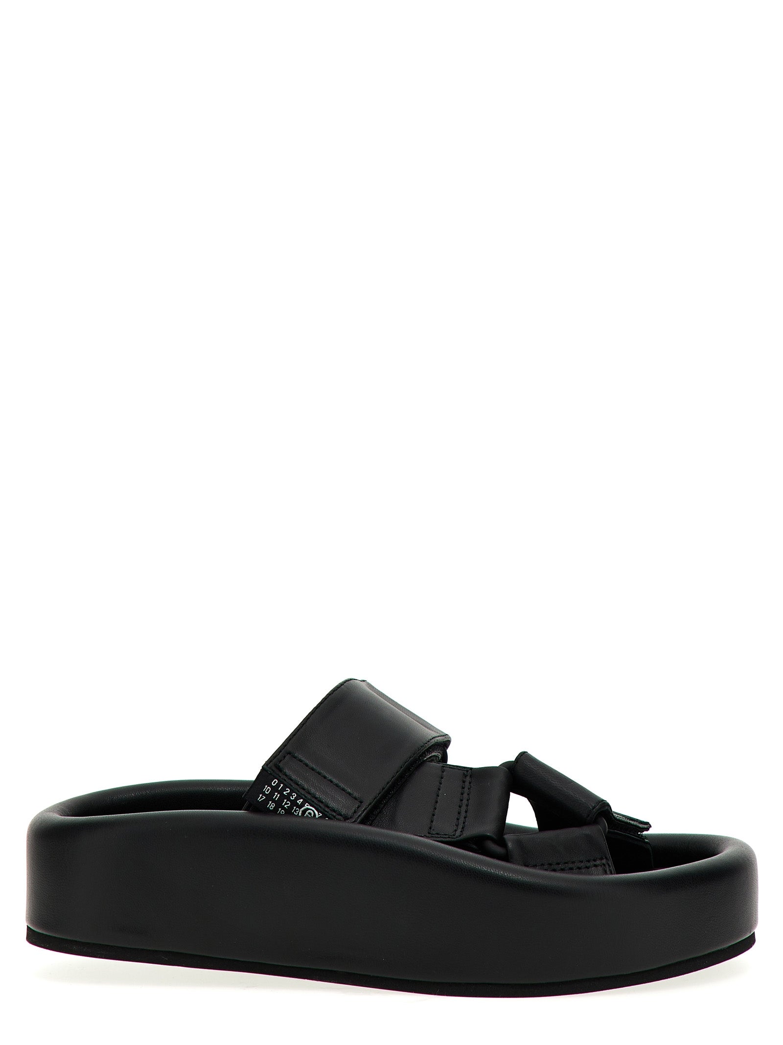 MM6 Maison Margiela Black Leather Women's Slides