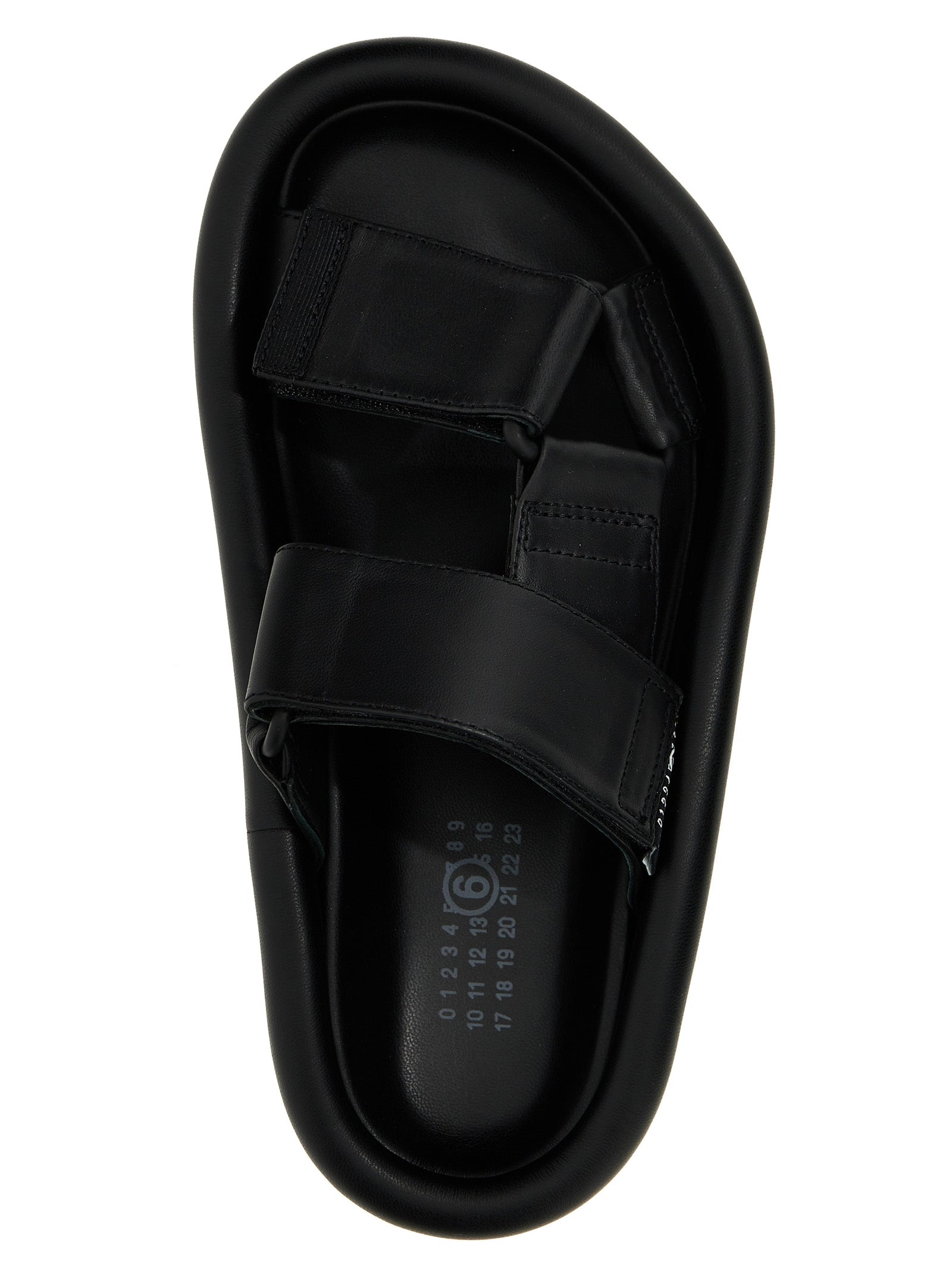 MM6 Maison Margiela Black Leather Women's Slides