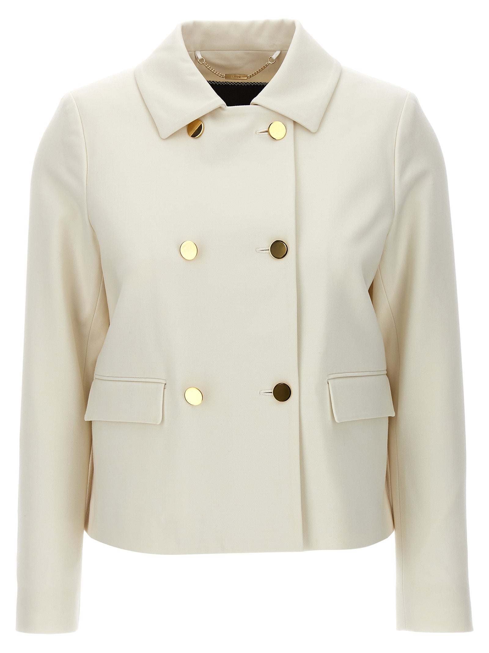 Kiton White Virgin Wool Full-Length Women's Jacket