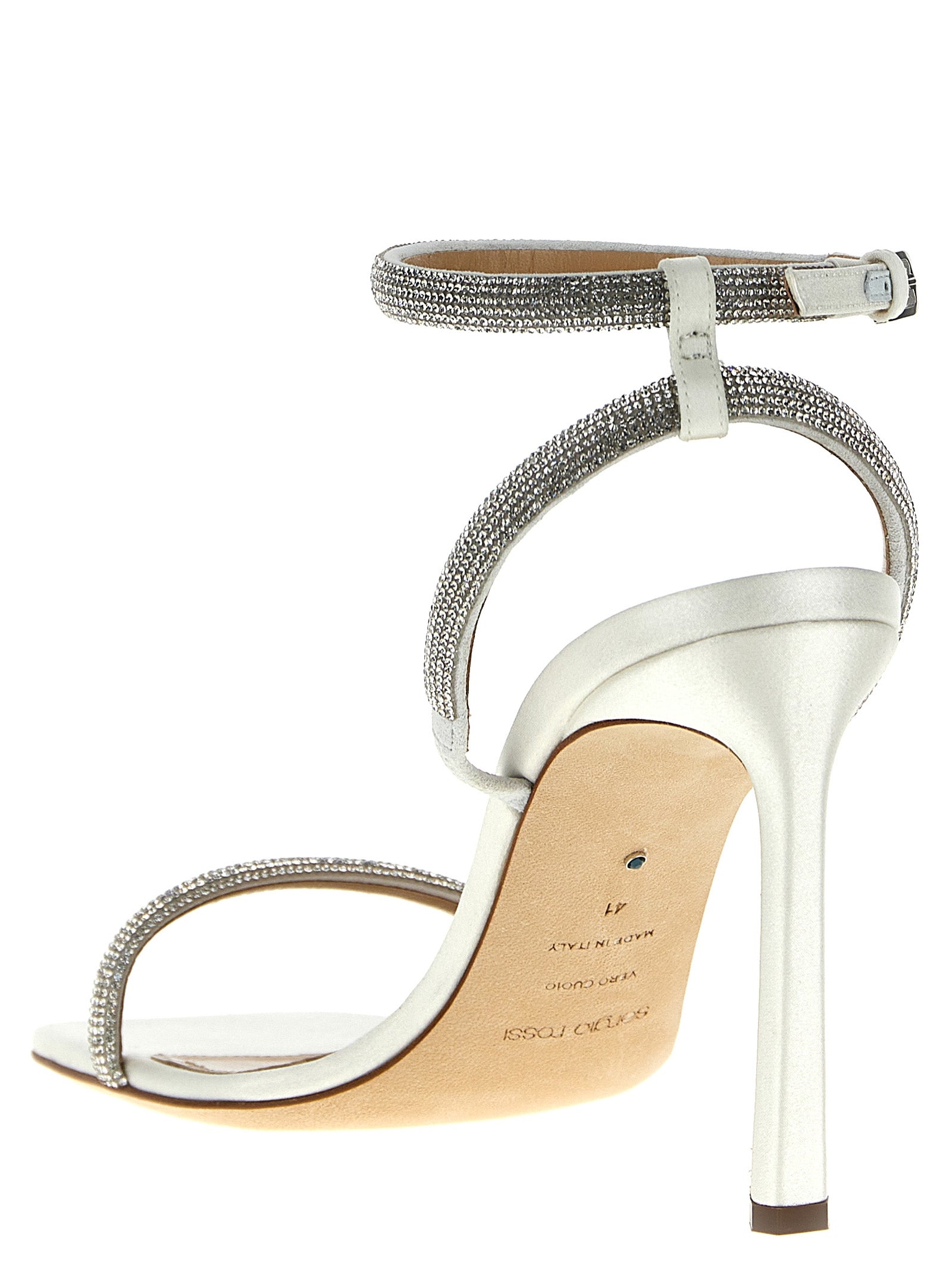 Sergio Rossi White Goatskin Stiletto Heel Women's Sandals