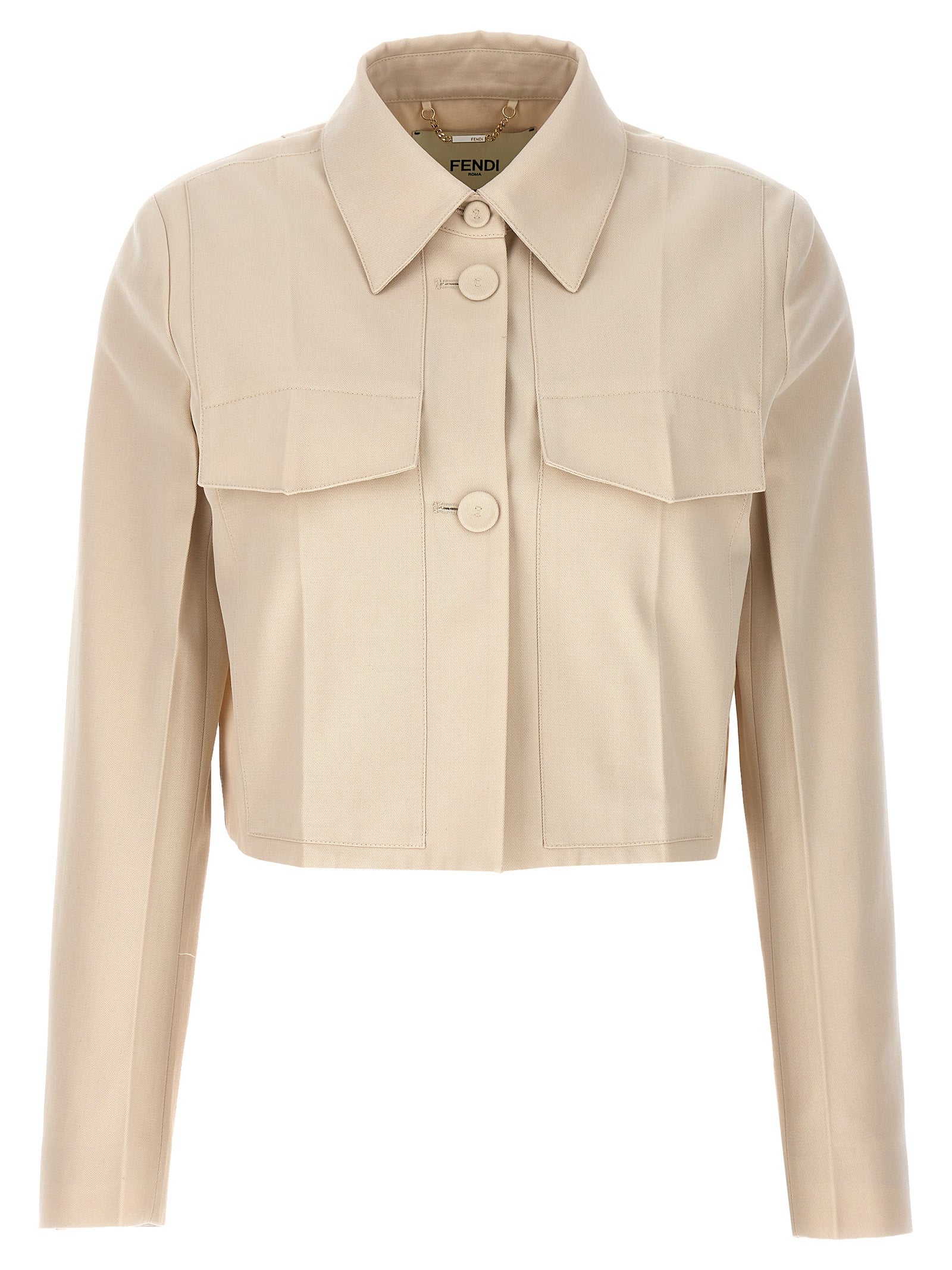 Fendi Beige Wool Full-Length Women's Jacket