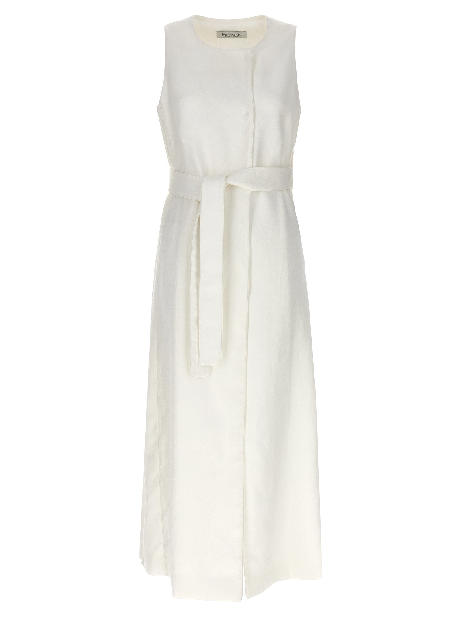 Max Mara White Flax Sleeveless Women's Jacket