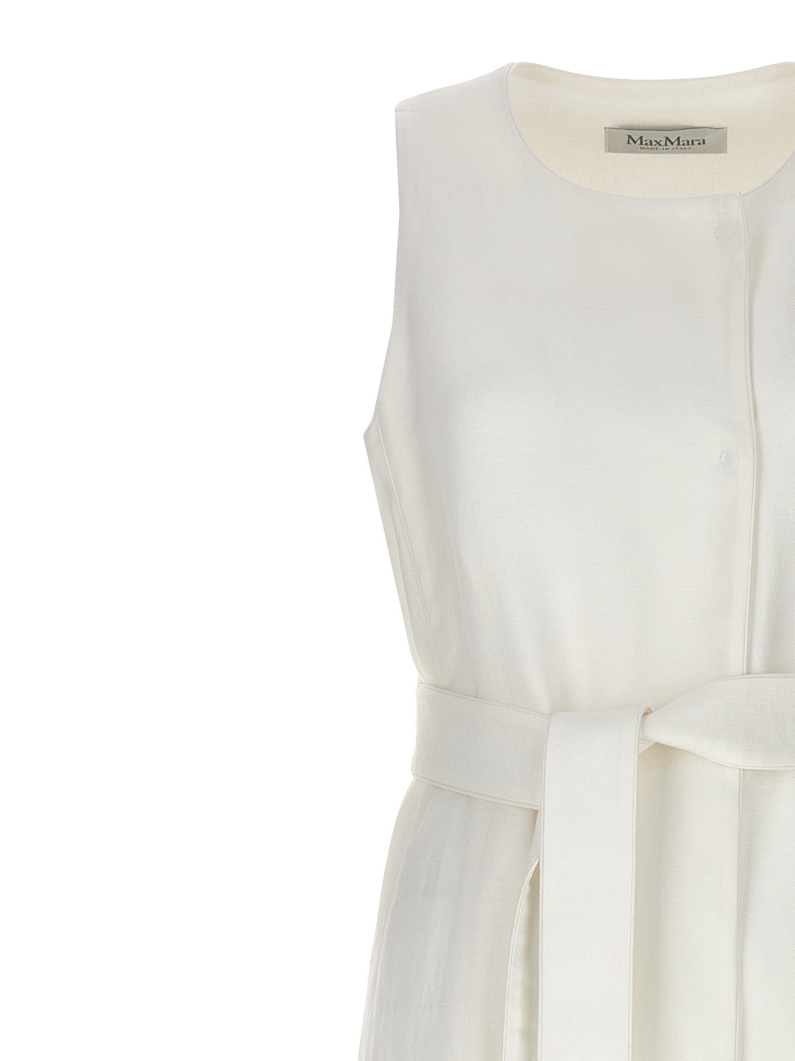 Max Mara White Flax Sleeveless Women's Jacket