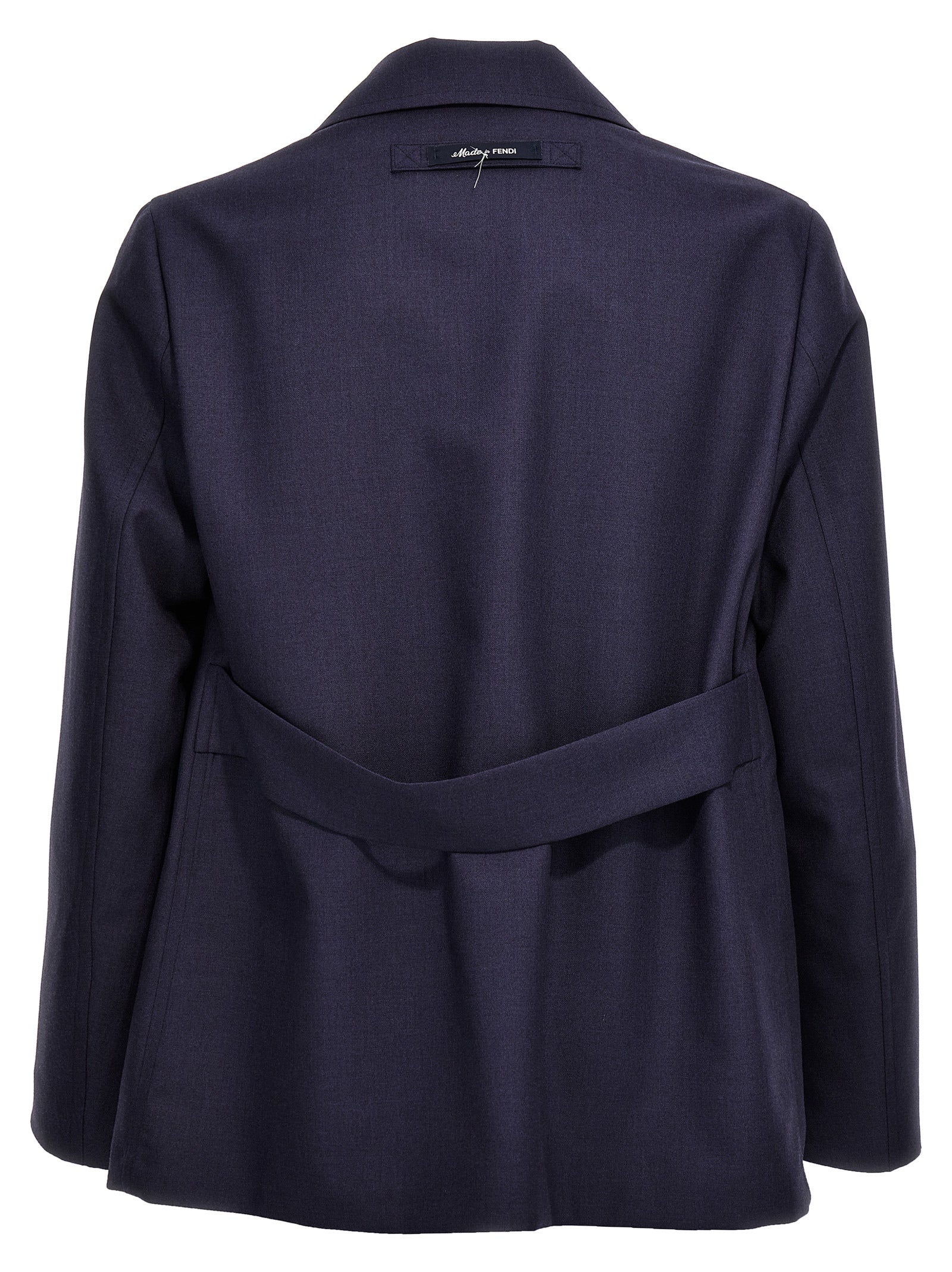 Fendi Blue Virgin Wool Full-Length Men's Jacket
