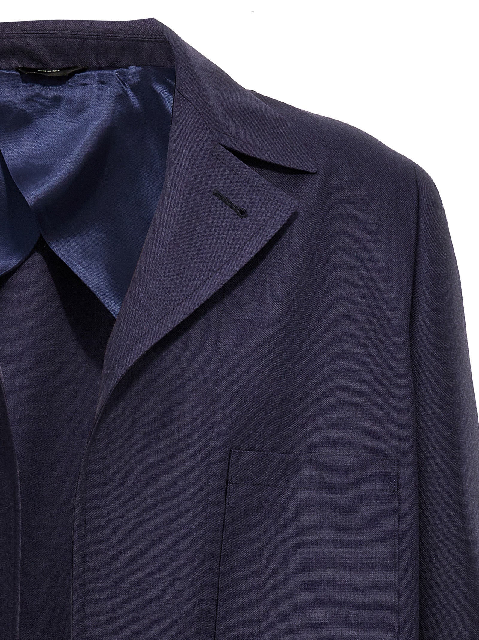 Fendi Blue Virgin Wool Full-Length Men's Jacket