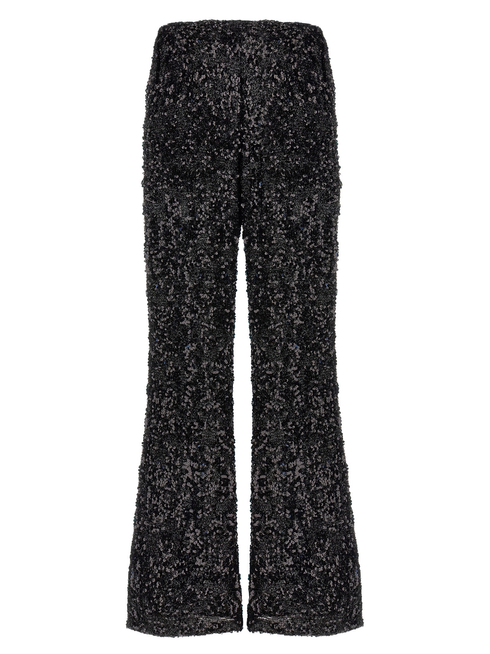LE TWINS Black Polyester Flared Women's Pants