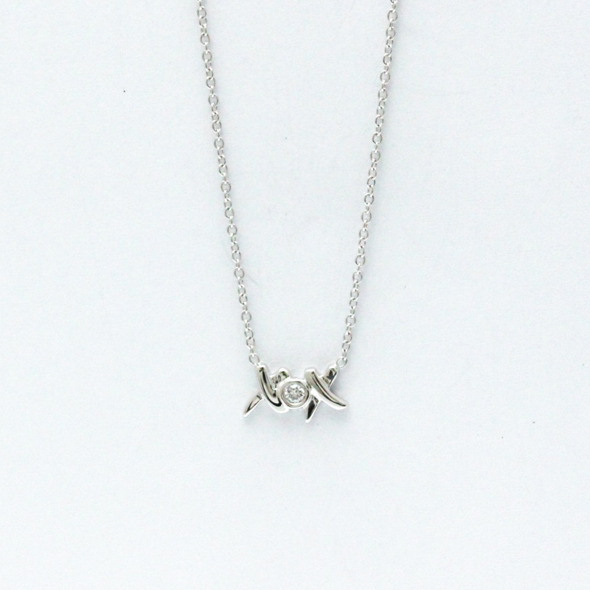 Tiffany & Co Kiss Silver White Gold Necklace Jewelry (Pre-Owned)