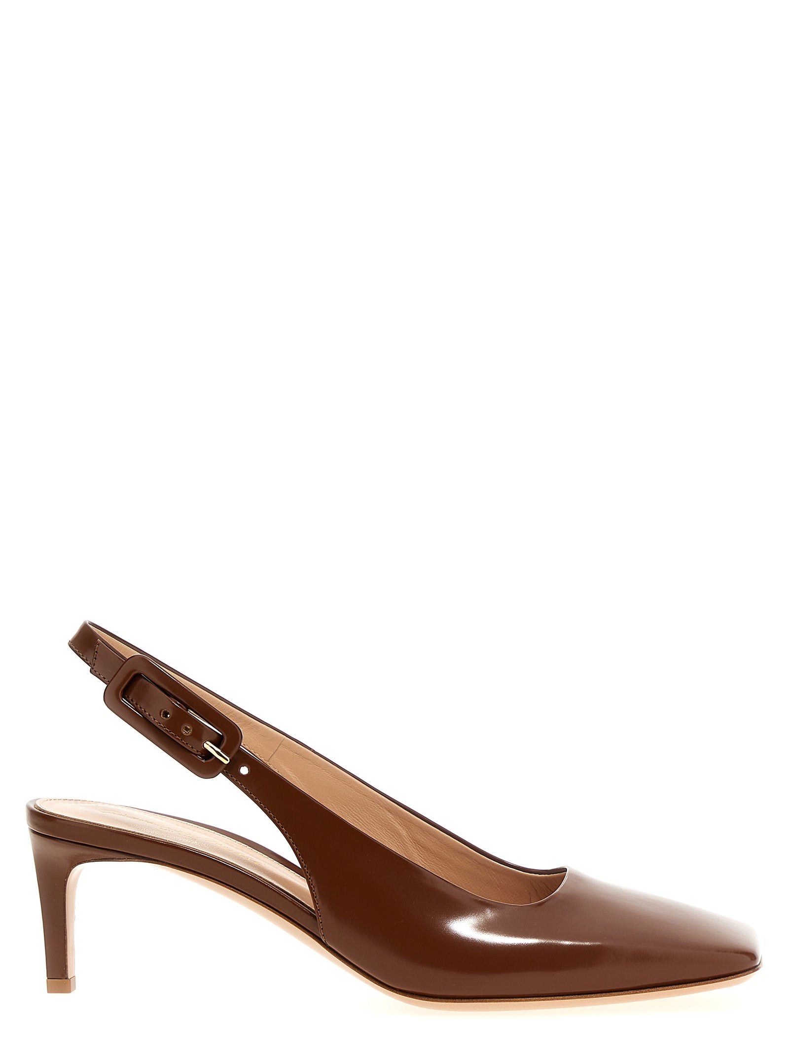 Gianvito Rossi Brown Goatskin Mid Heel Women's Pumps