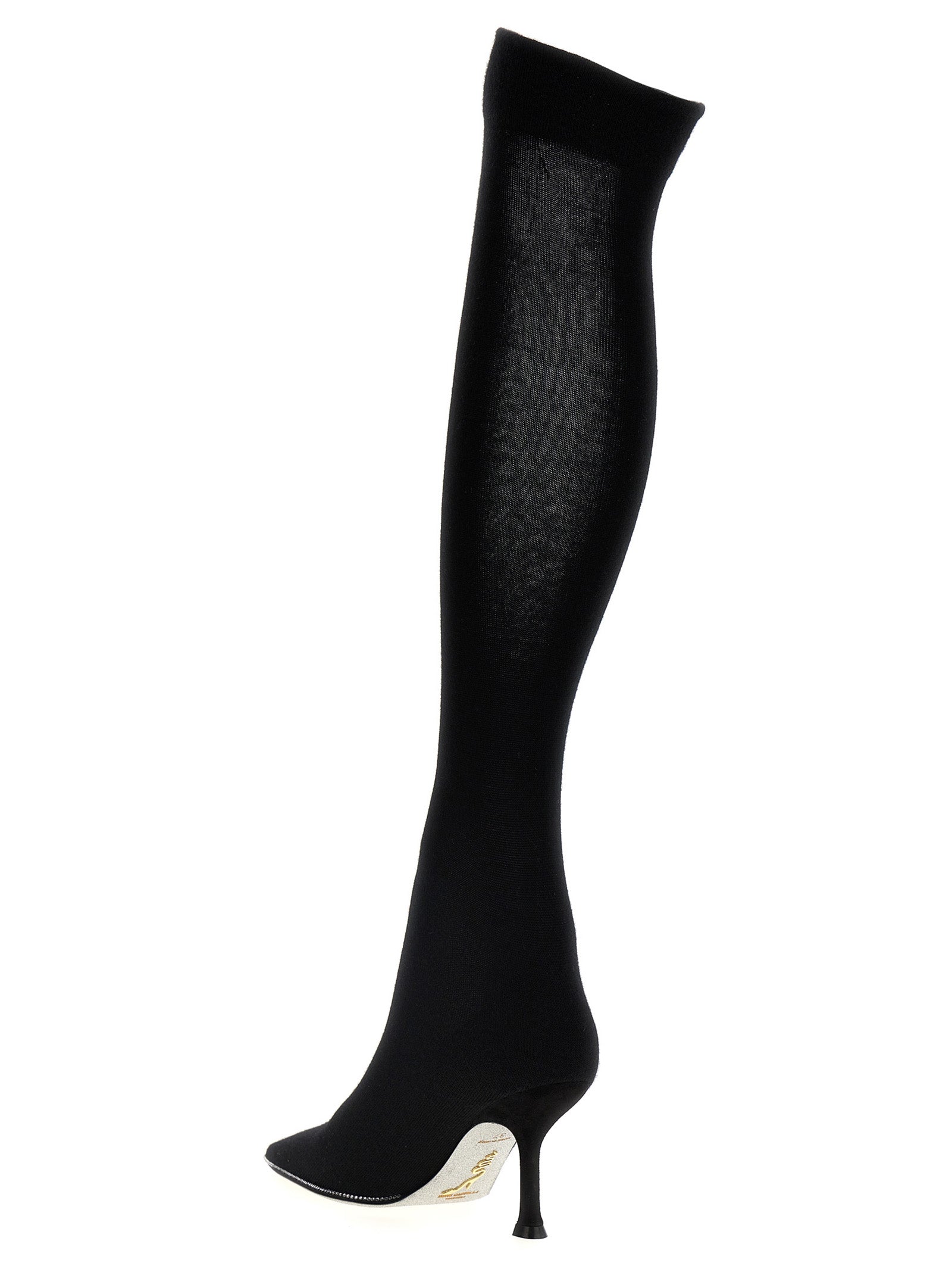 RENE CAOVILLA Black Leather Over The Women's Knee