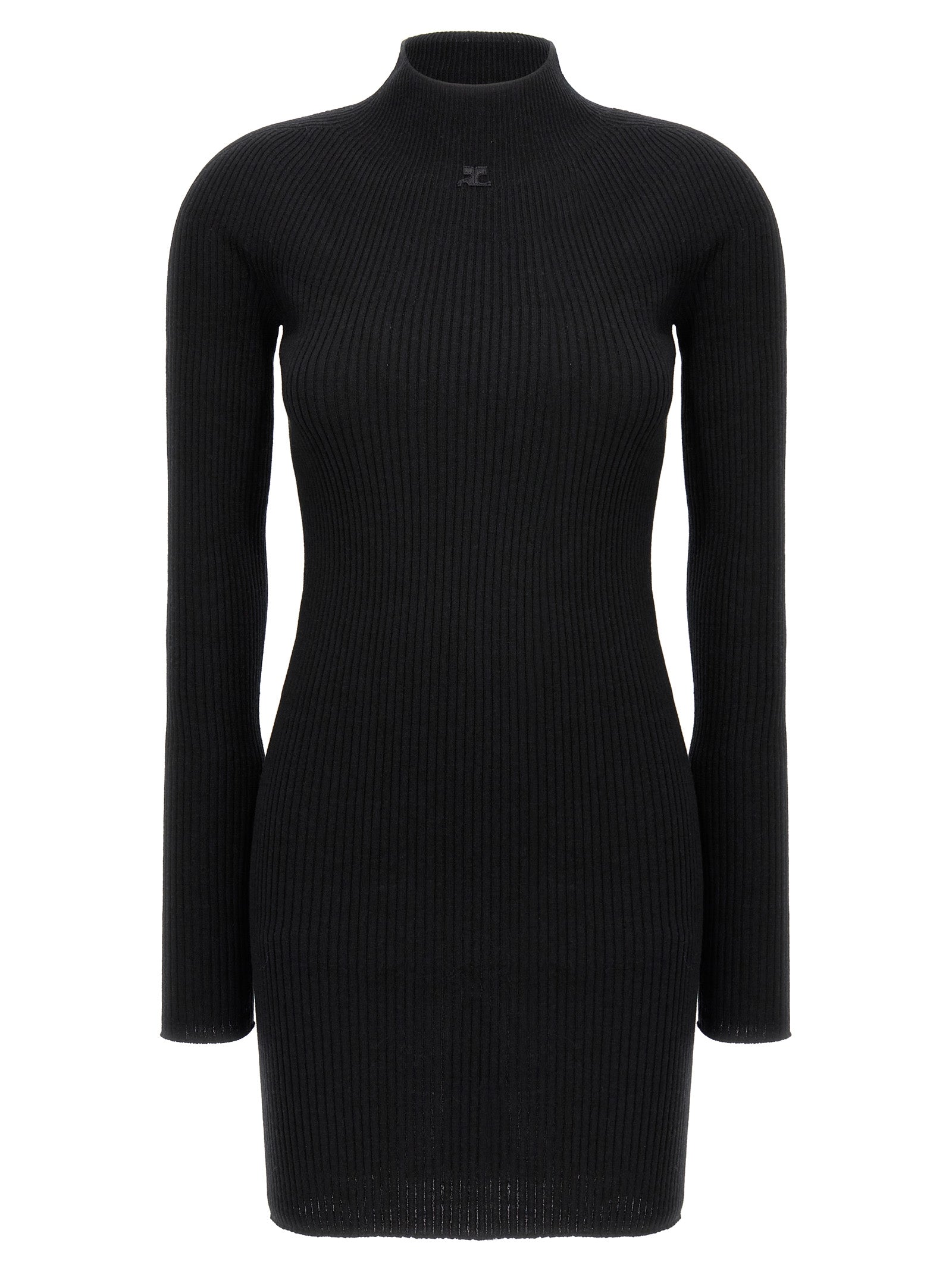 Courrèges Black Cotton Short Women's Dress