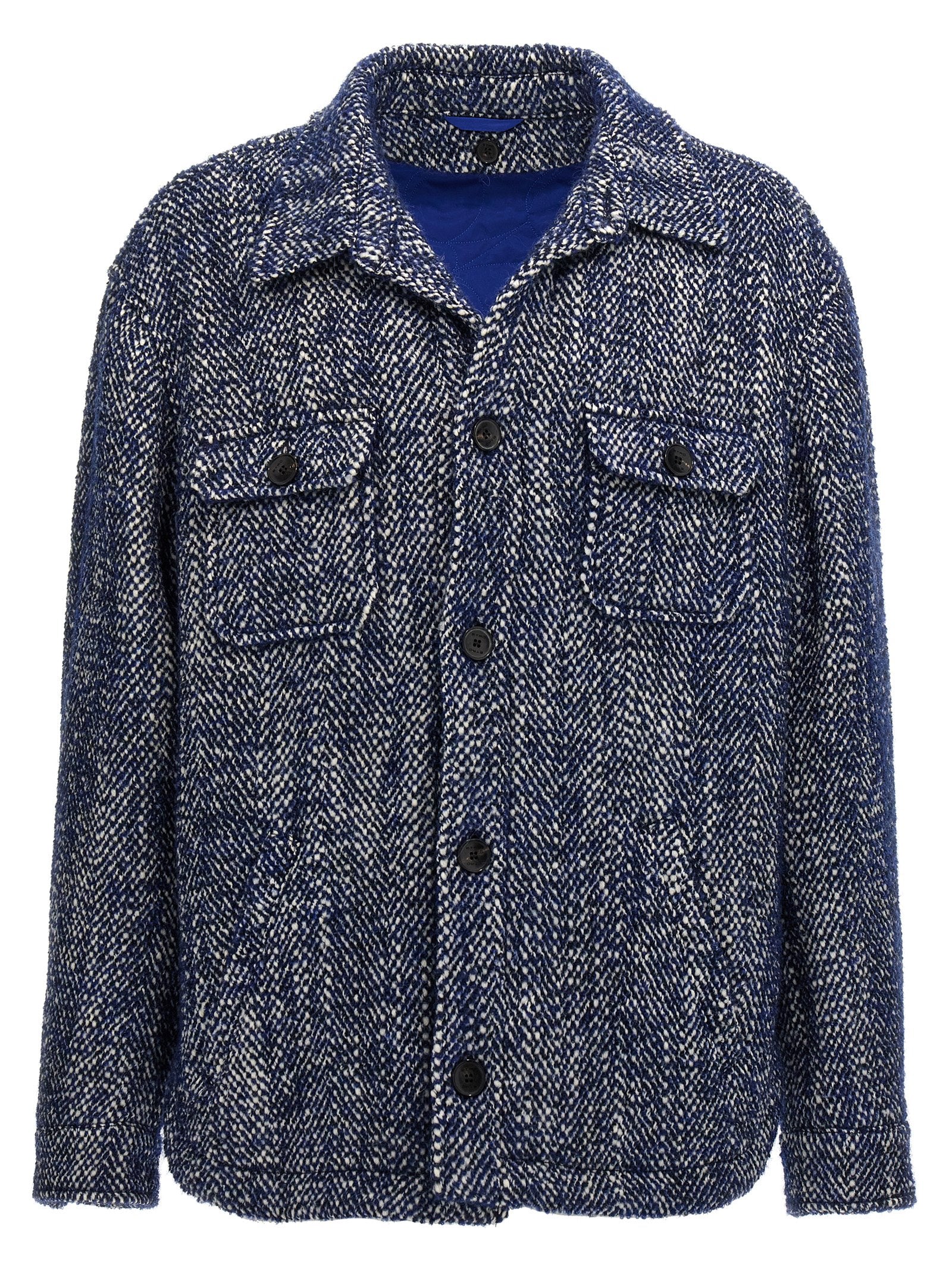 Etro Blue Wool Full-Length Men's Jacket