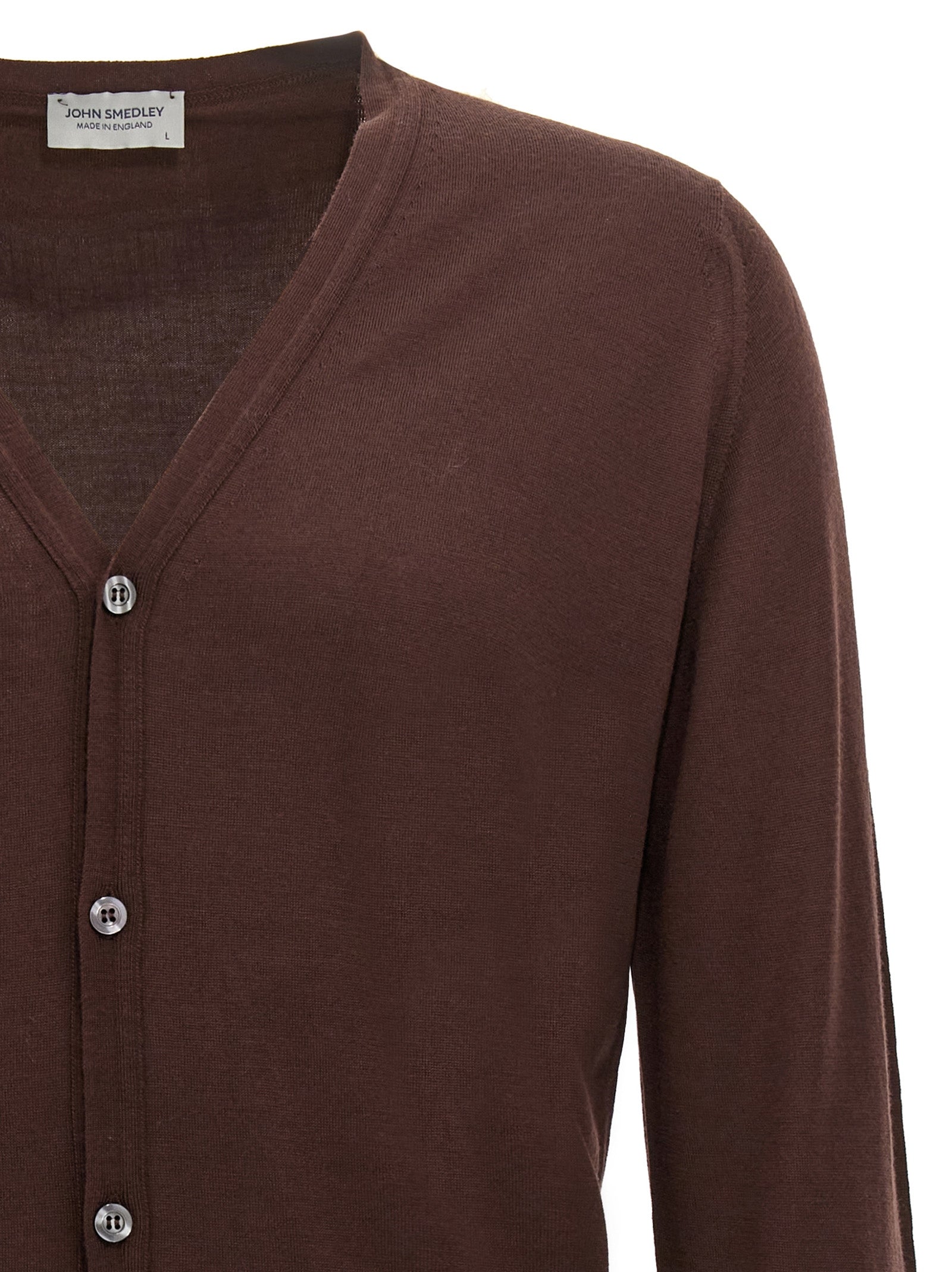 JOHN SMEDLEY Brown Wool Men's Cardigan