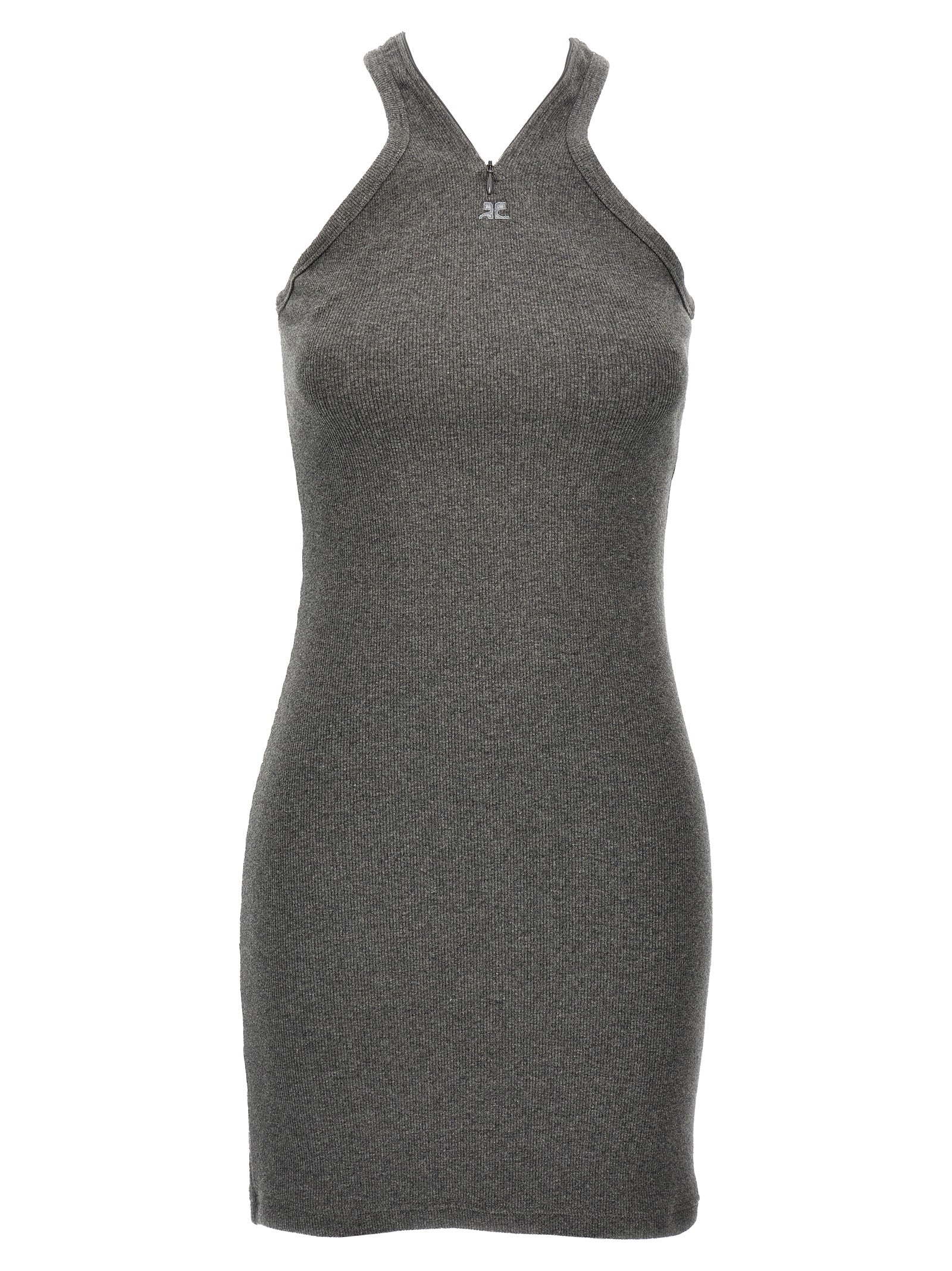 Courrèges Gray Cotton Short Women's Dress