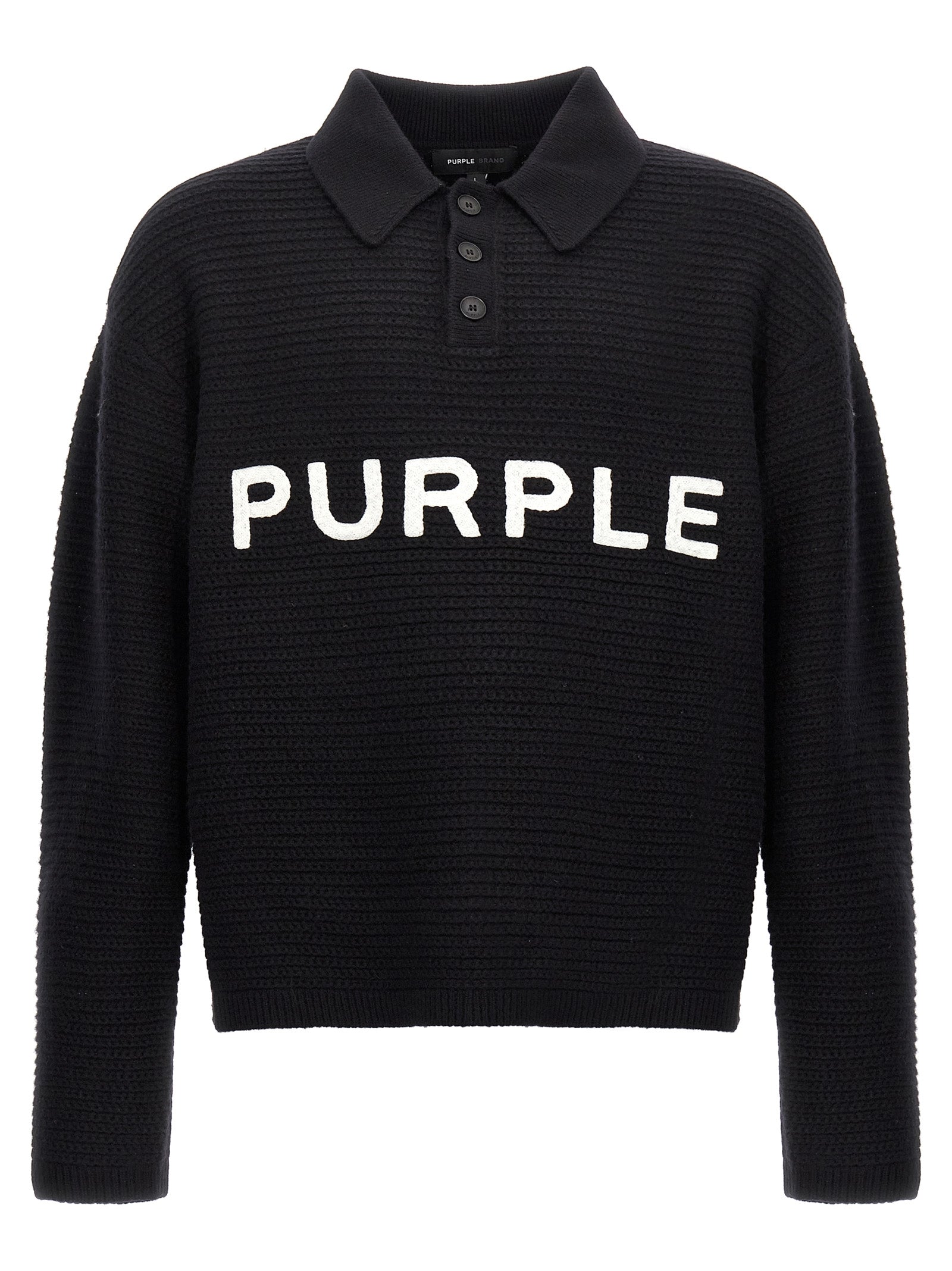 PURPLE Black Wool Men's Cardigan