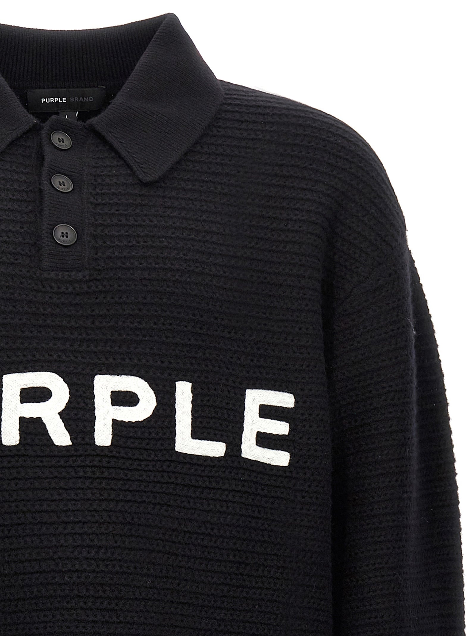 PURPLE Black Wool Men's Cardigan