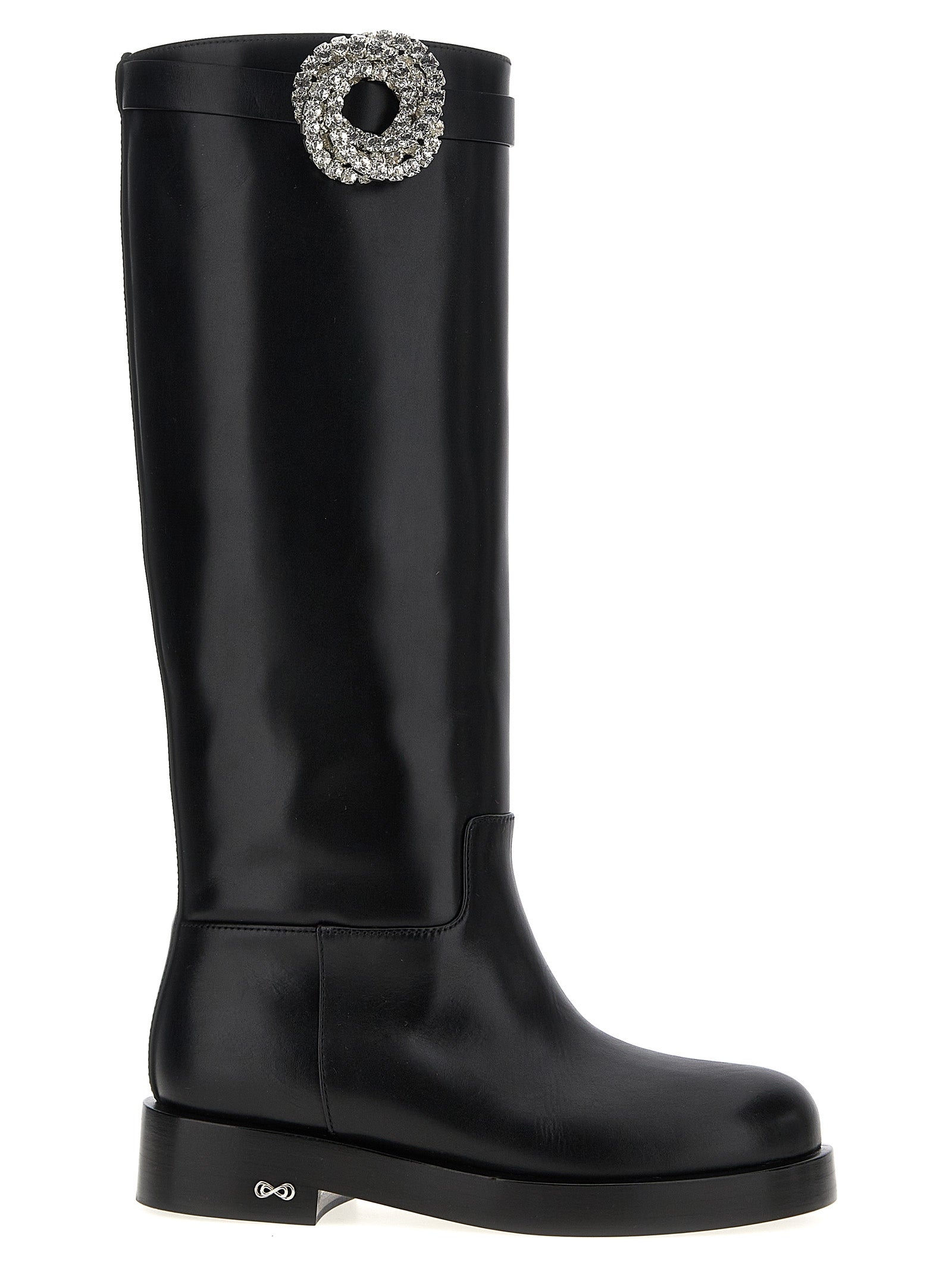 MACH & MACH Black Calfskin Over The Women's Knee