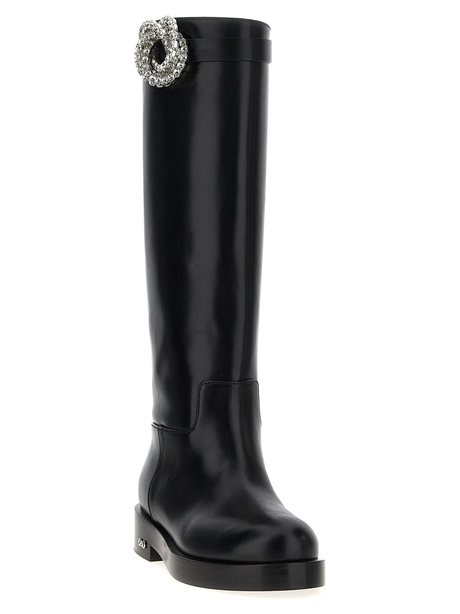 MACH & MACH Black Calfskin Over The Women's Knee