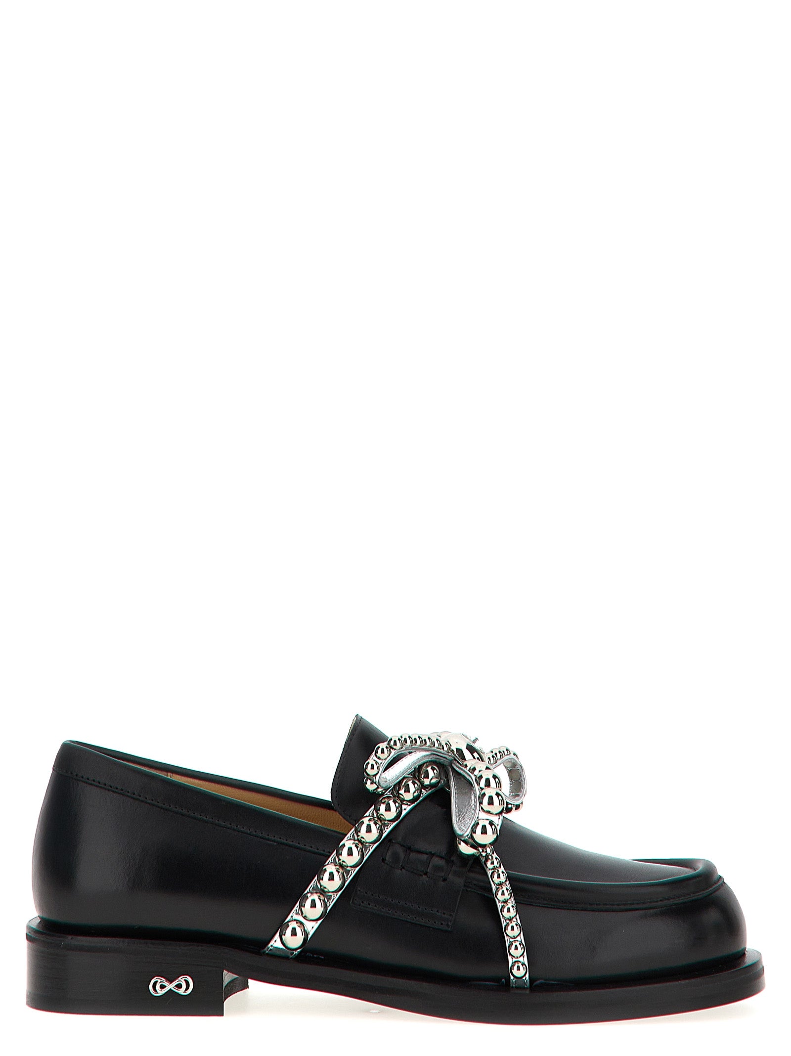 MACH & MACH Black Leather Slip-On Women's Loafers