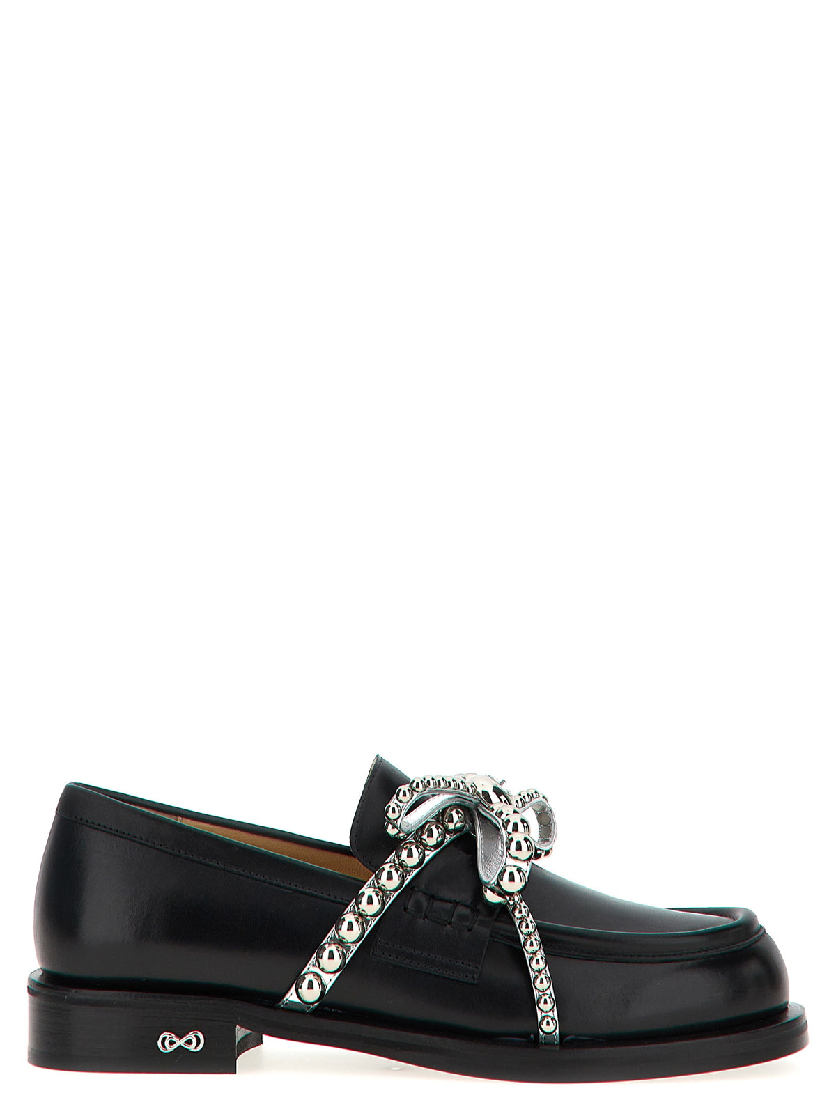 MACH & MACH Black Leather Slip-On Women's Loafers