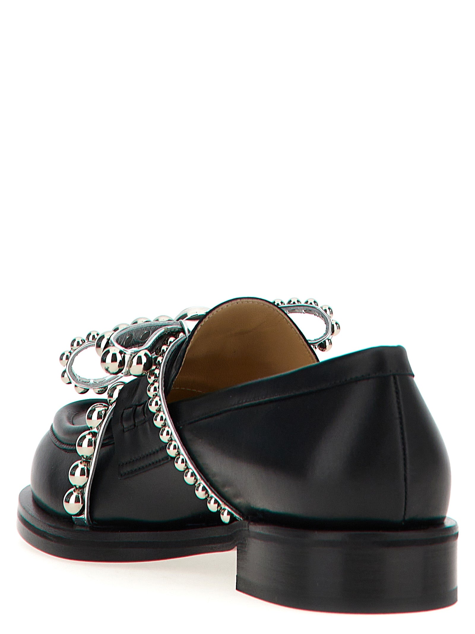 MACH & MACH Black Leather Slip-On Women's Loafers