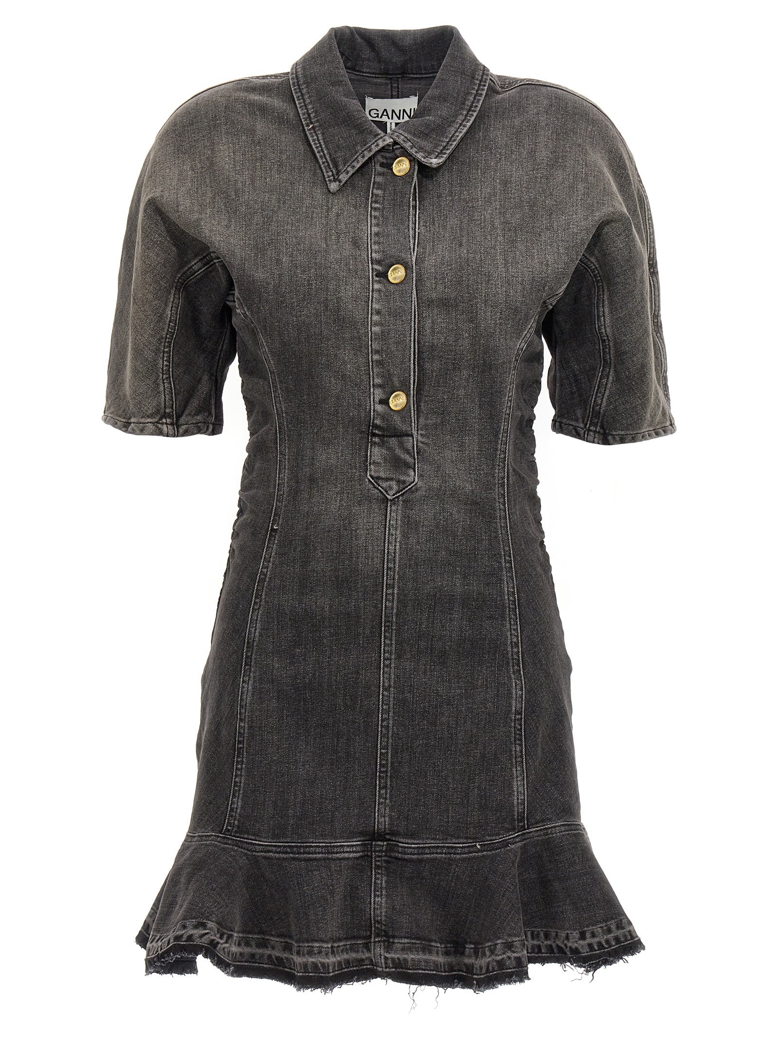 Ganni Black Cotton Short Women's Dress