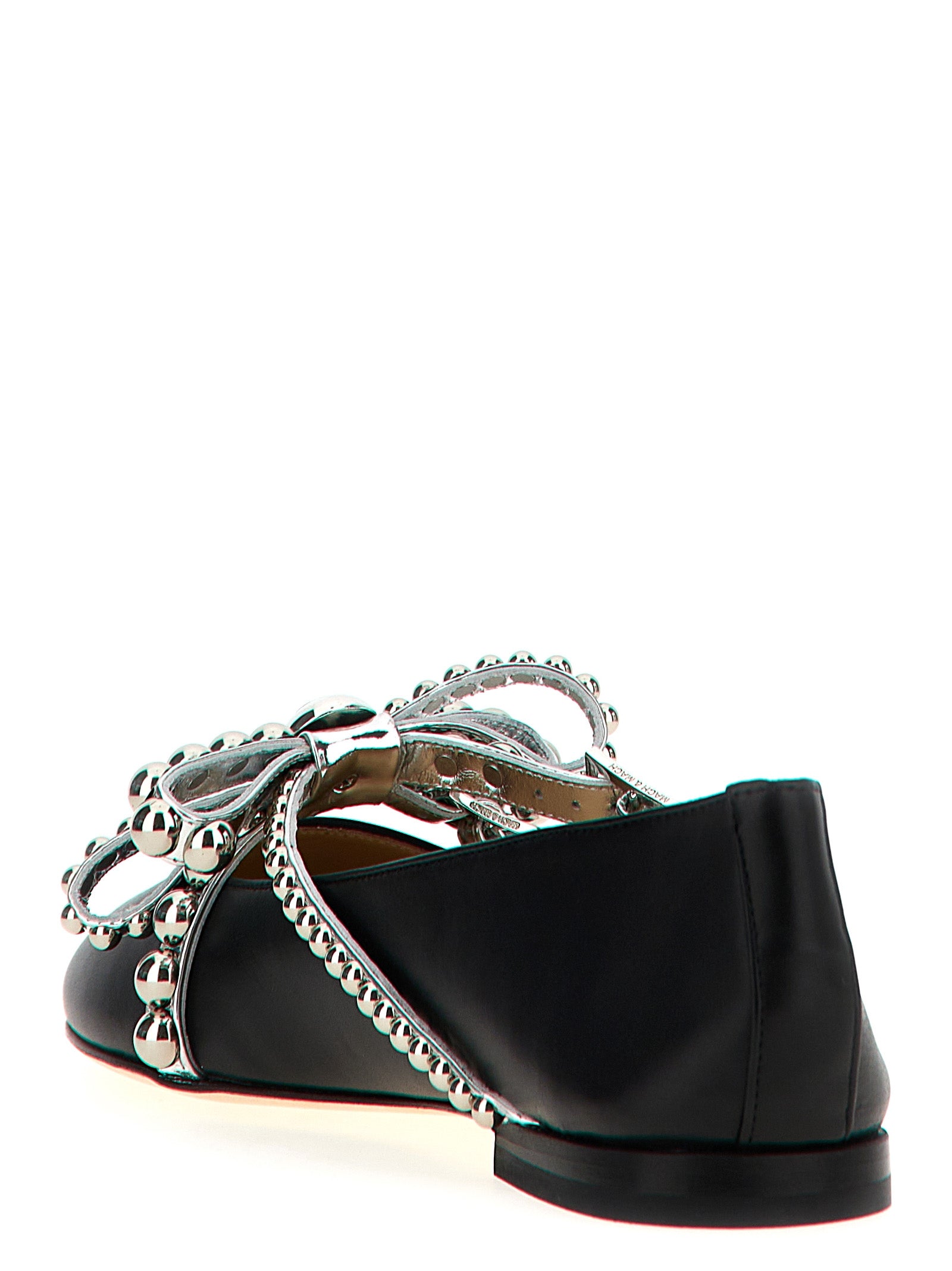 MACH & MACH Black Leather Ballet Women's Flats